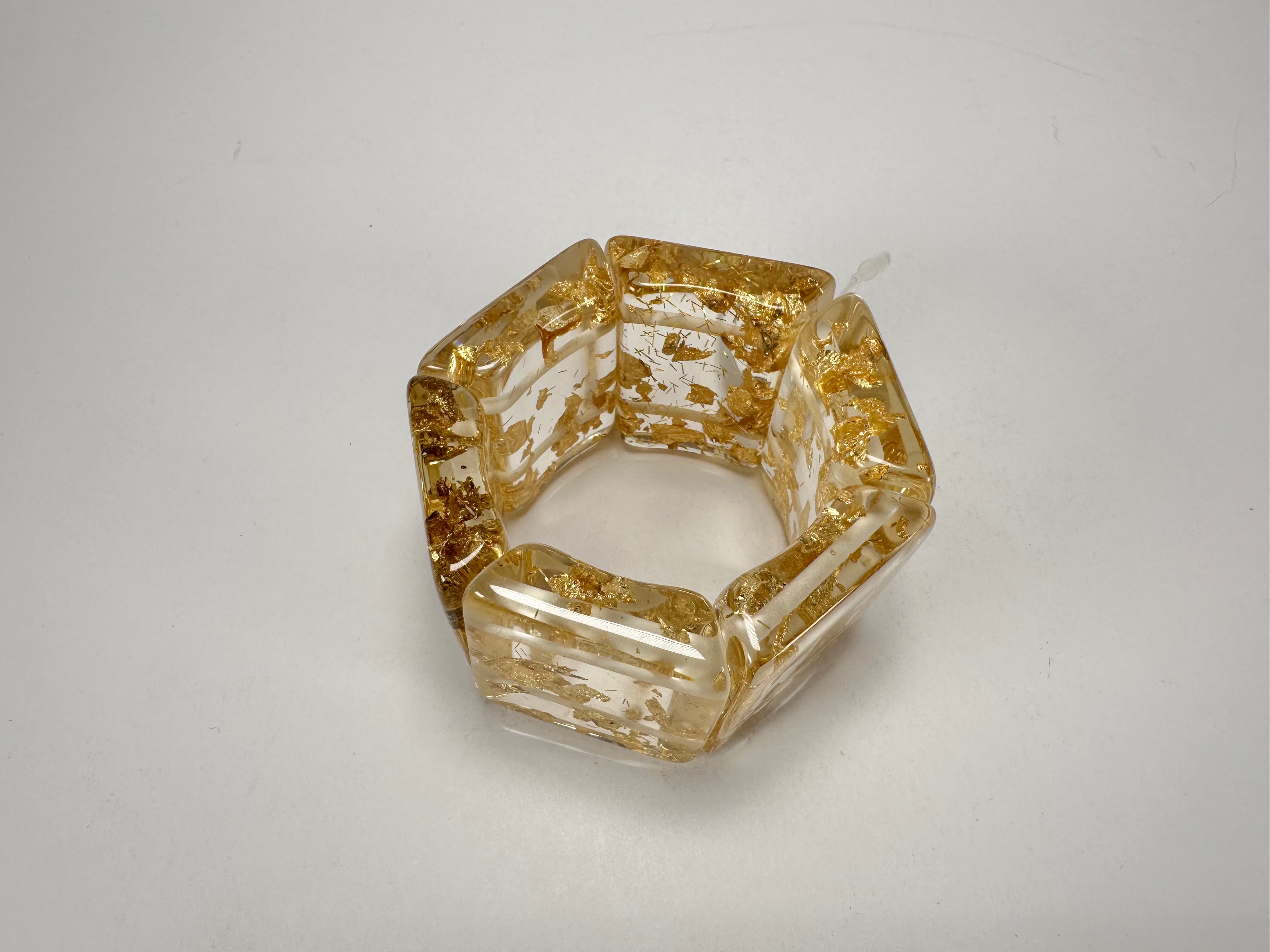 Jackie Brazil "Sabrina" Gold Flakes Elasticated Bracelet ( B0225 )