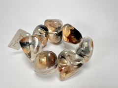 Jackie Brazil "Vesubio" Large Cusco Stones Brown Marble Elasticated Bracelet ( B1613 )