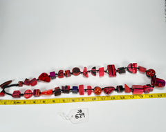 Jackie Brazil "Indiana" Red Mix Multi-Bead Medium Resin 70cm Necklace ( N0033 )