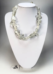 Jackie Brazil "Diamonds" Silver Flakes Flintstone Bone 55cm Necklace ( N0061 )