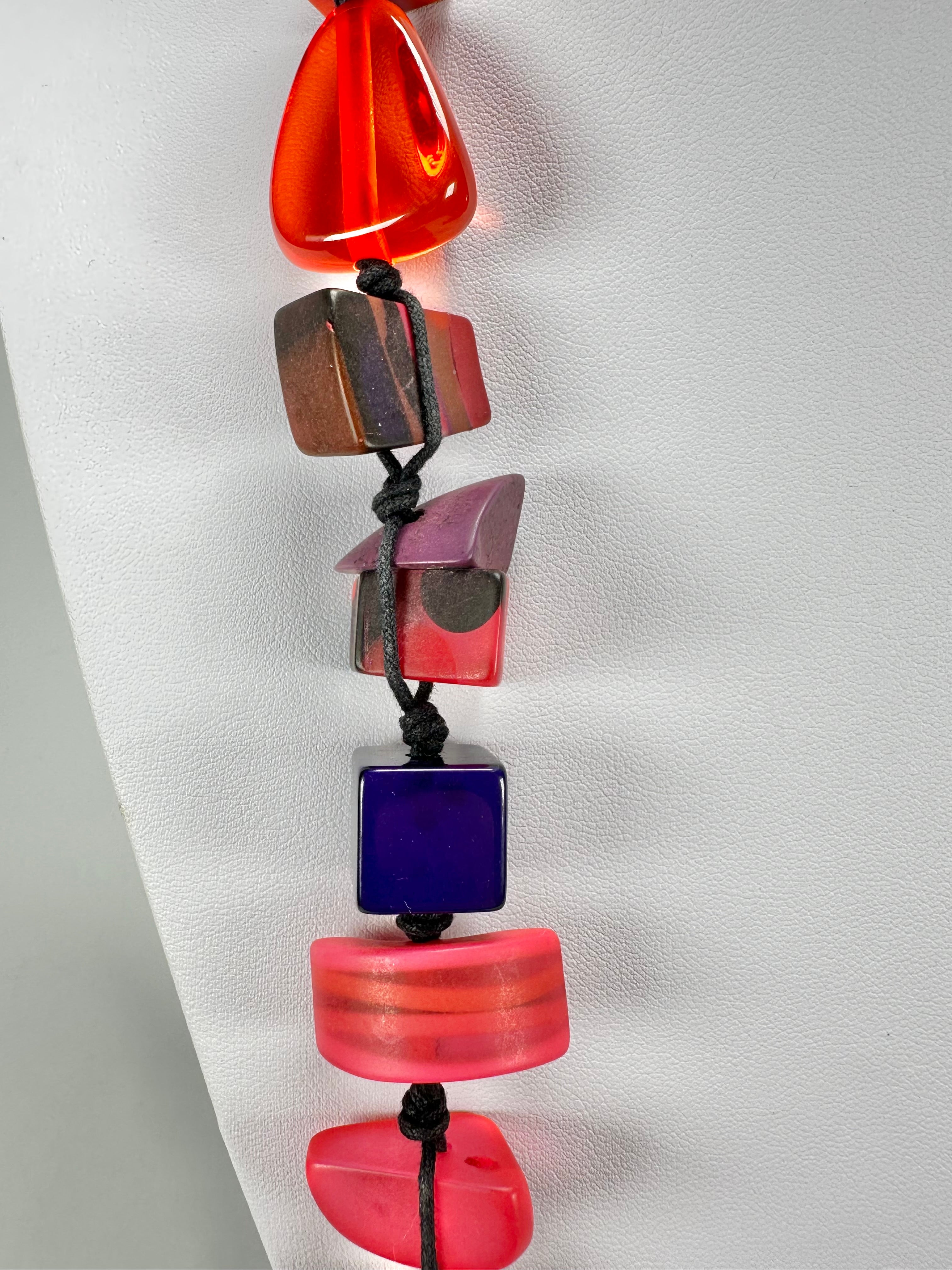 Jackie Brazil "Indiana" Red Mix Multi-Bead Medium Resin 70cm Necklace ( N0033 )