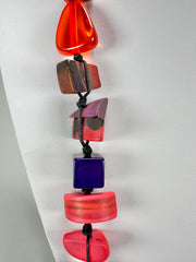 Jackie Brazil "Indiana" Red Mix Multi-Bead Medium Resin 70cm Necklace ( N0033 )