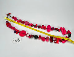 Jackie Brazil "Indiana" Red Mix Multi-Bead Medium Resin 70cm Necklace ( N0033 )