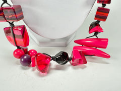 Jackie Brazil "Indiana" Red Mix Multi-Bead Medium Resin 70cm Necklace ( N0033 )