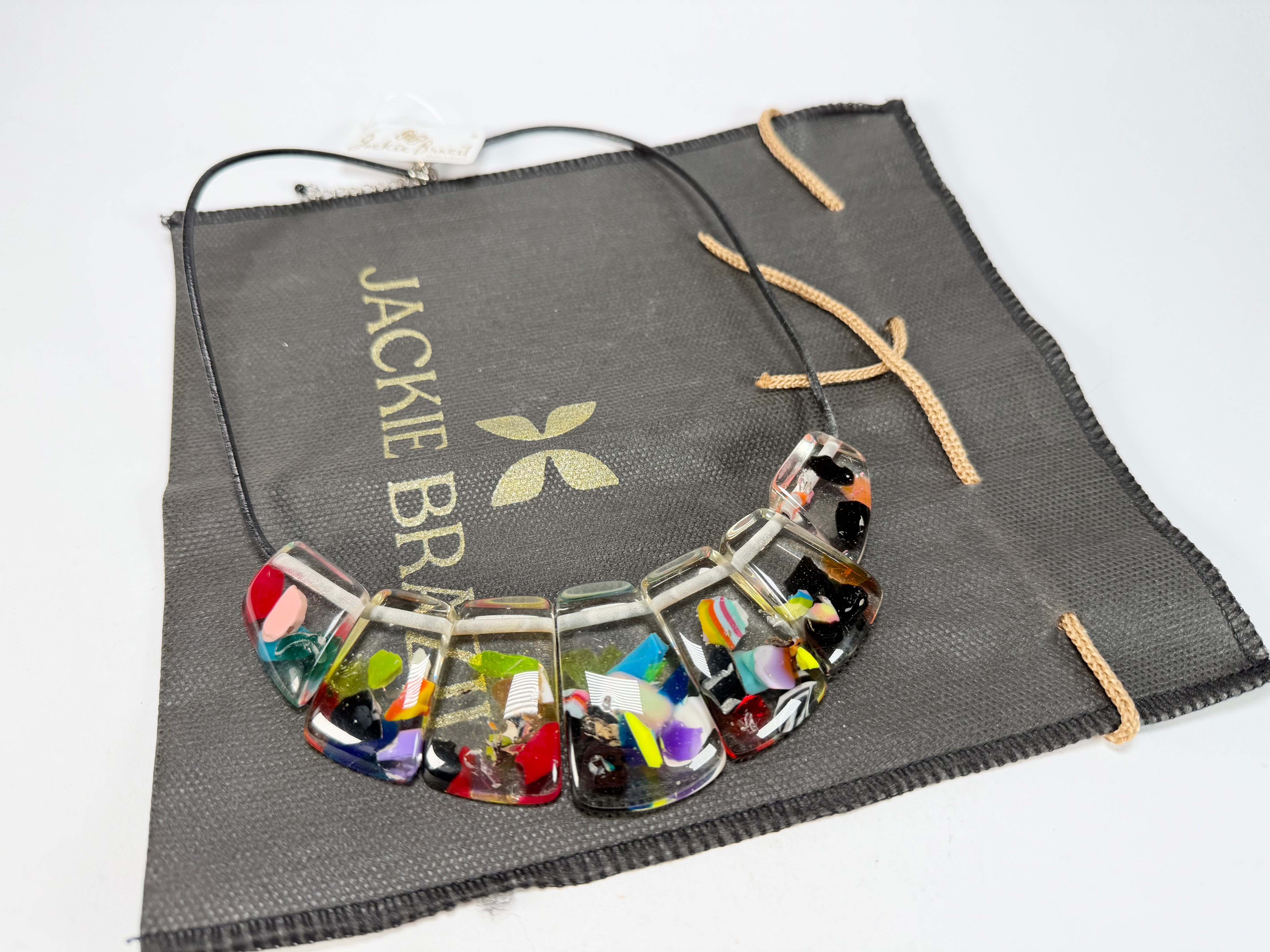 Jackie Brazil "Bella" Cascade 7 Piece on Leather Cord Choker Necklace ( N0035 )