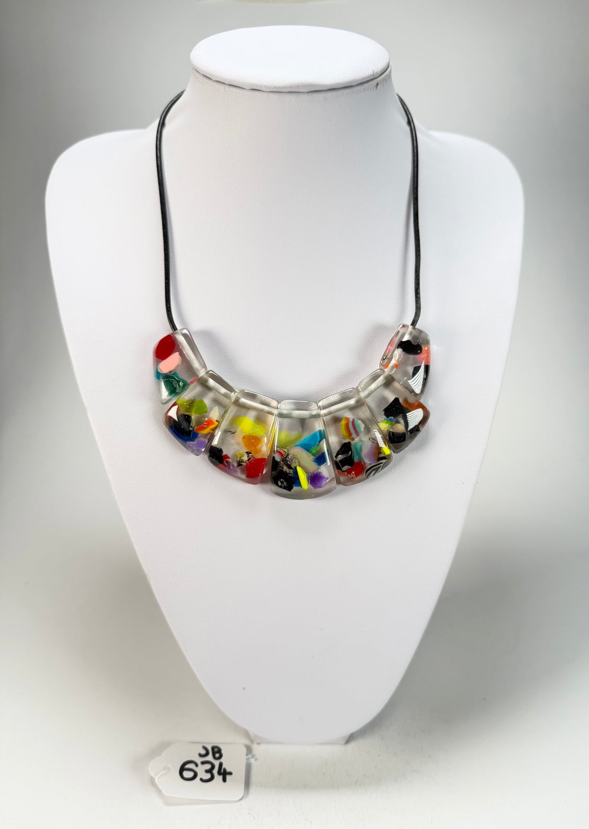 Jackie Brazil "Bella" Cascade 7 Piece on Leather Cord Choker Necklace ( N0035 )