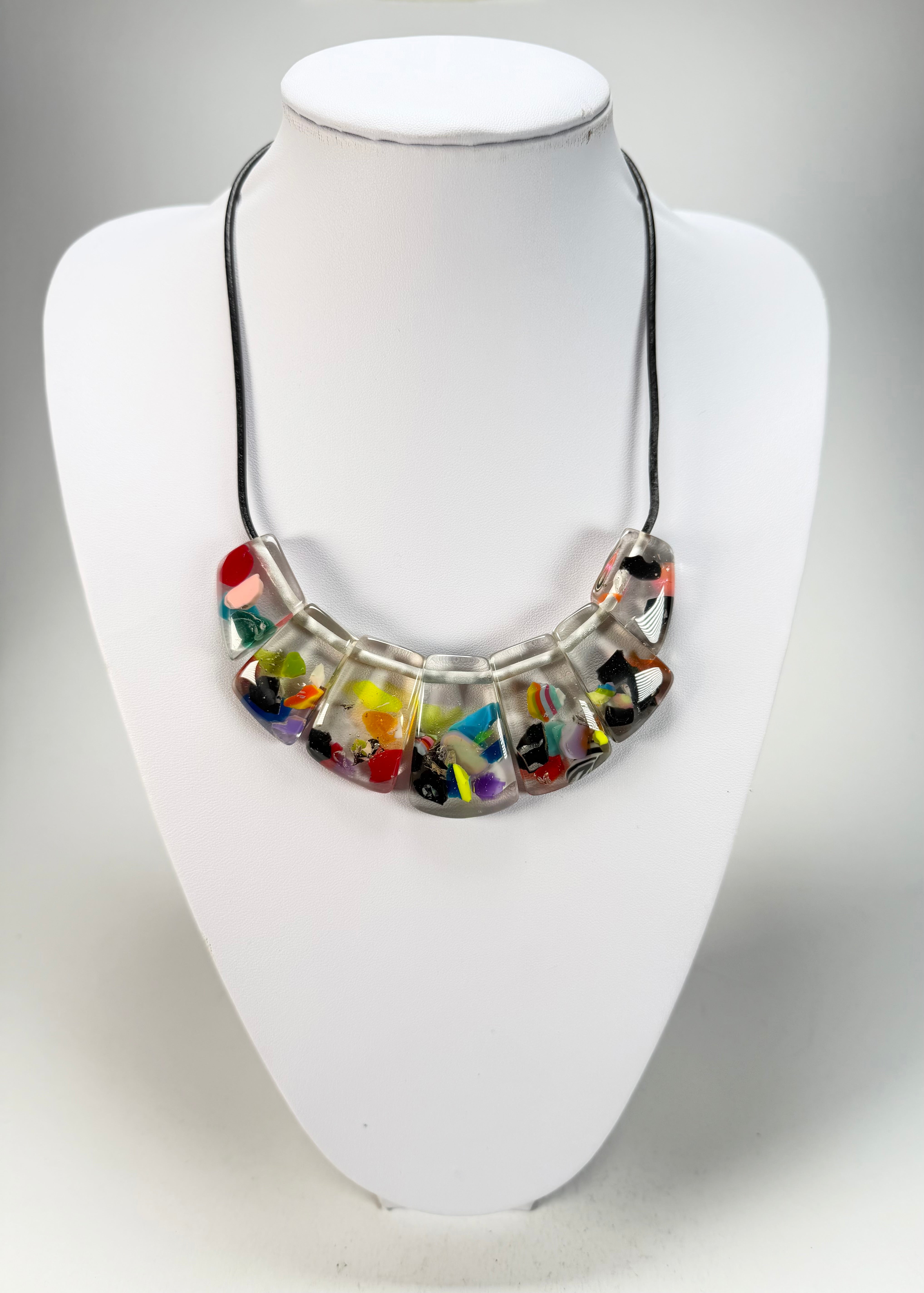 Jackie Brazil "Bella" Cascade 7 Piece on Leather Cord Choker Necklace ( N0035 )