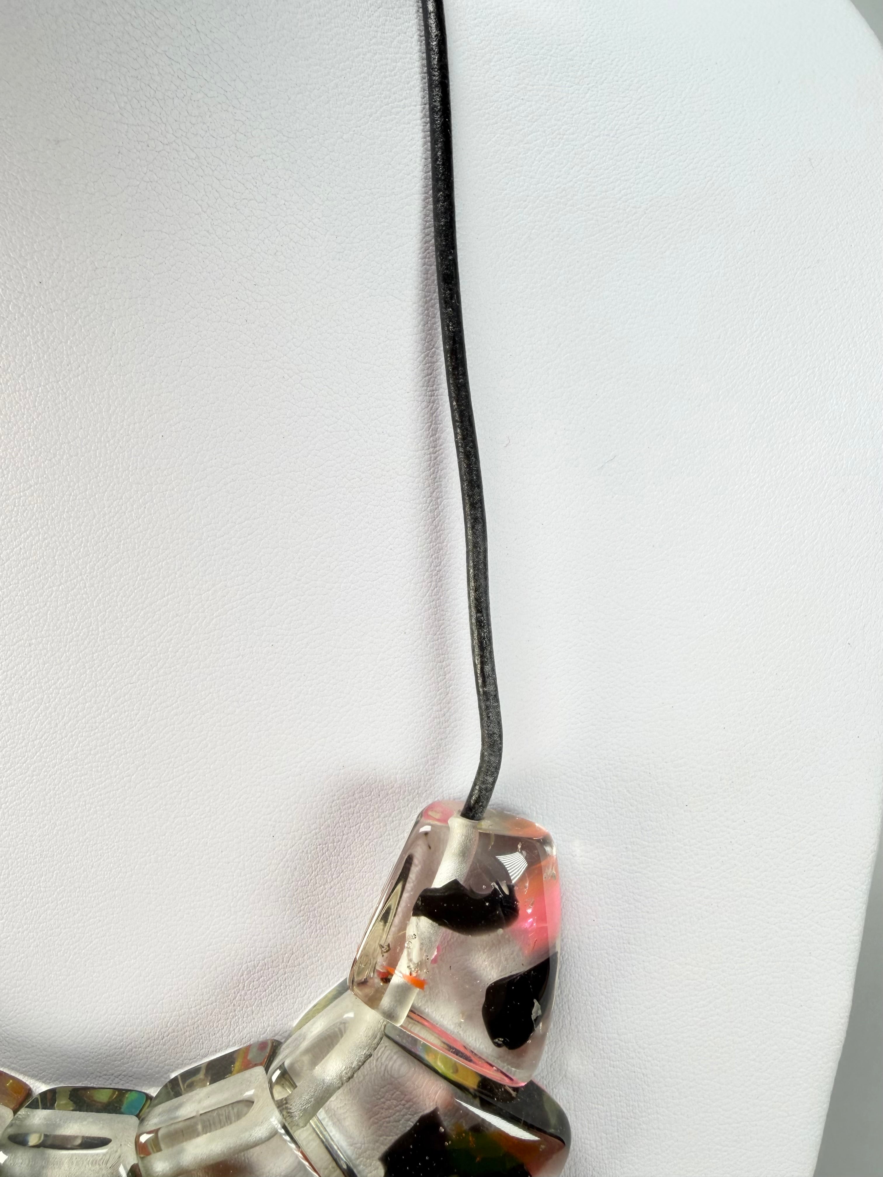 Jackie Brazil "Bella" Cascade 7 Piece on Leather Cord Choker Necklace ( N0035 )