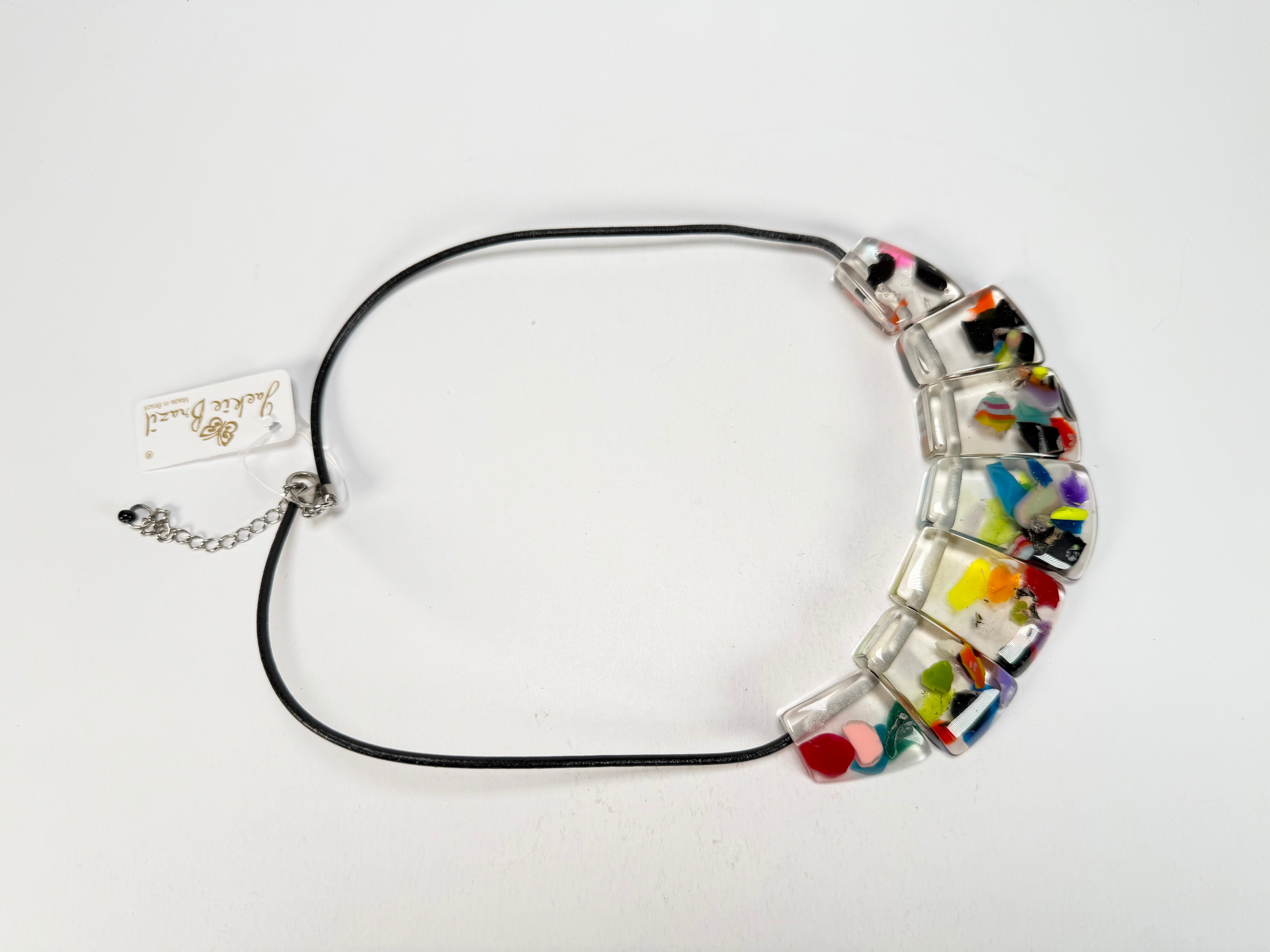 Jackie Brazil "Bella" Cascade 7 Piece on Leather Cord Choker Necklace ( N0035 )