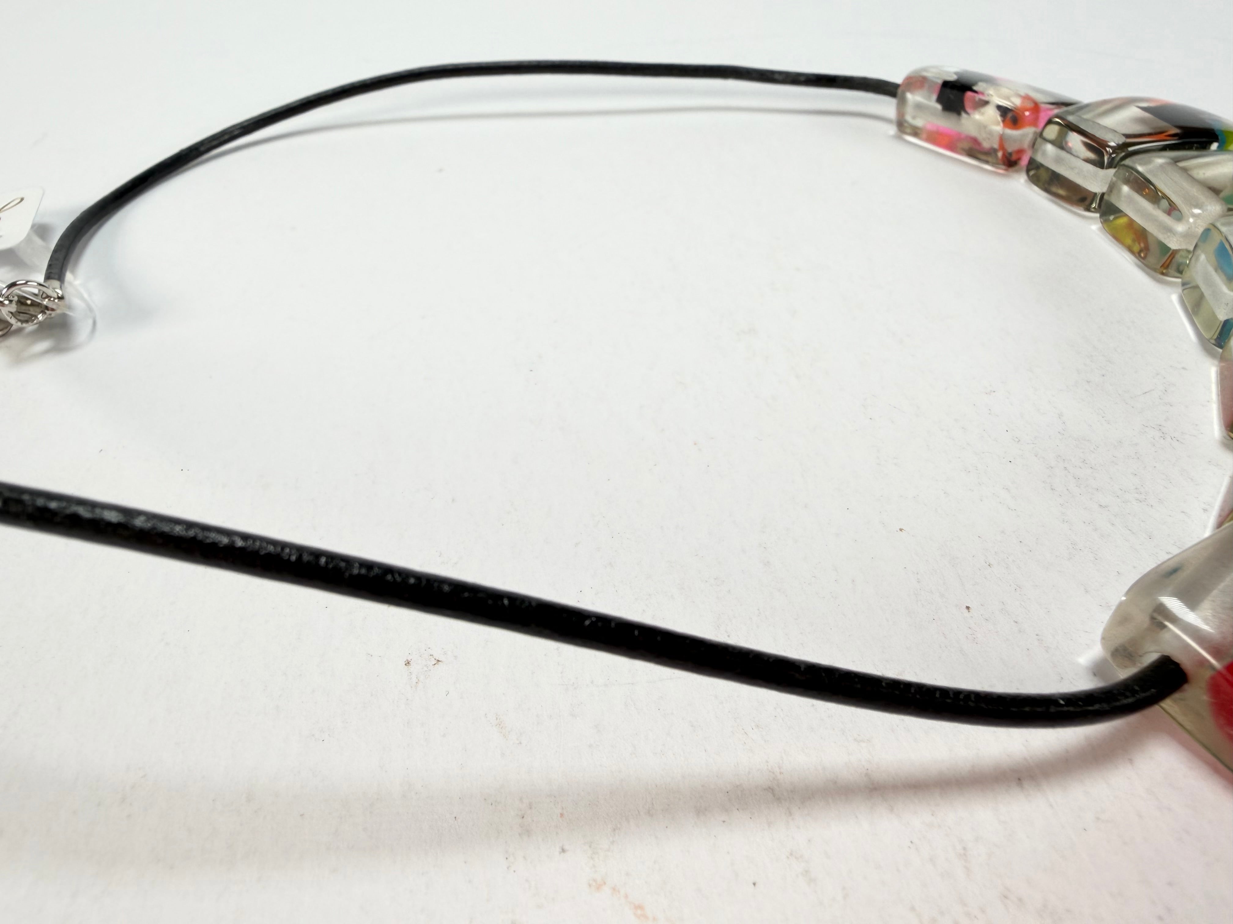 Jackie Brazil "Bella" Cascade 7 Piece on Leather Cord Choker Necklace ( N0035 )