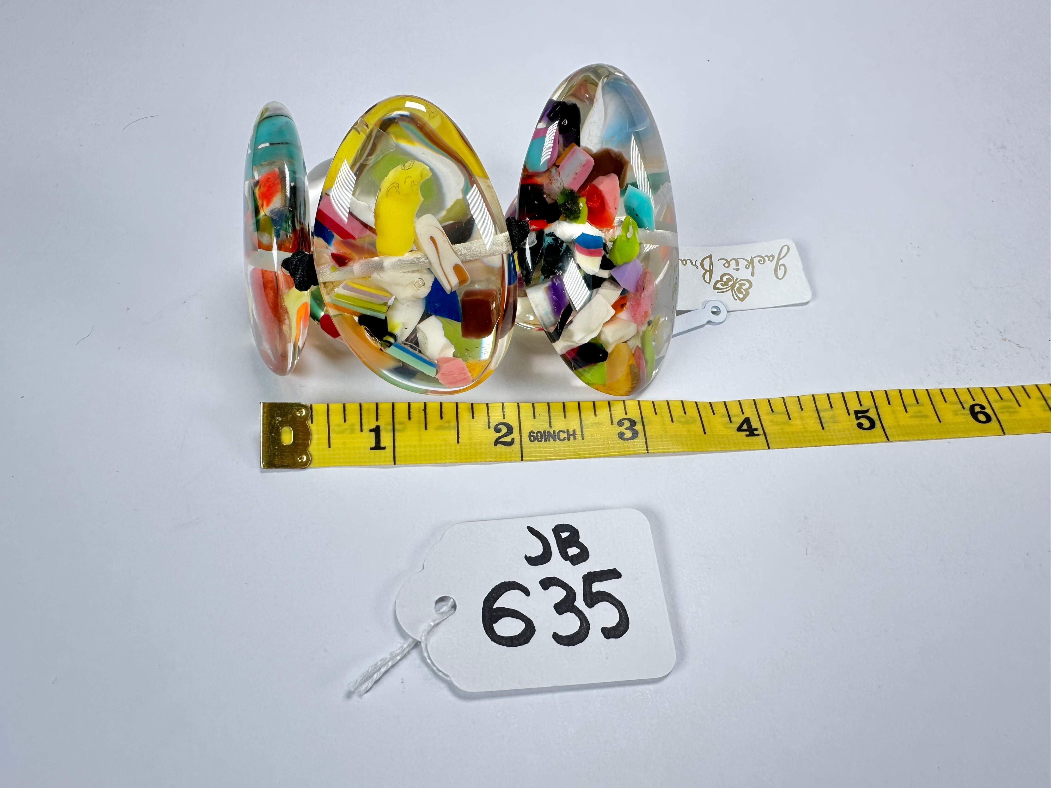 Jackie Brazil "Riverstones" Cascade Large Flat Stones On Elastic Bracelet ( B3716 )