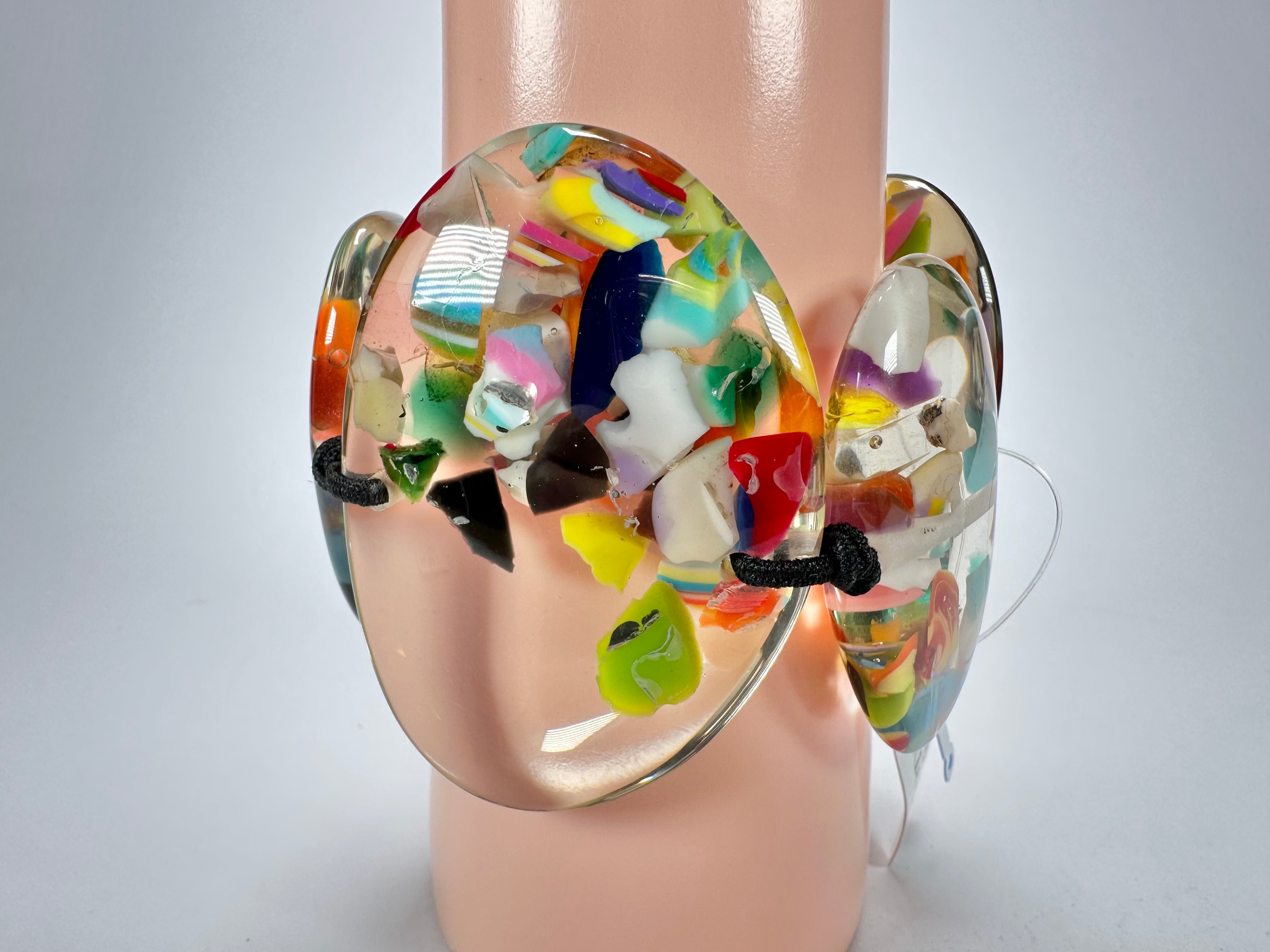 Jackie Brazil "Riverstones" Cascade Large Flat Stones On Elastic Bracelet ( B3716 )