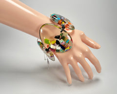 Jackie Brazil "Riverstones" Cascade Large Flat Stones On Elastic Bracelet ( B3716 )