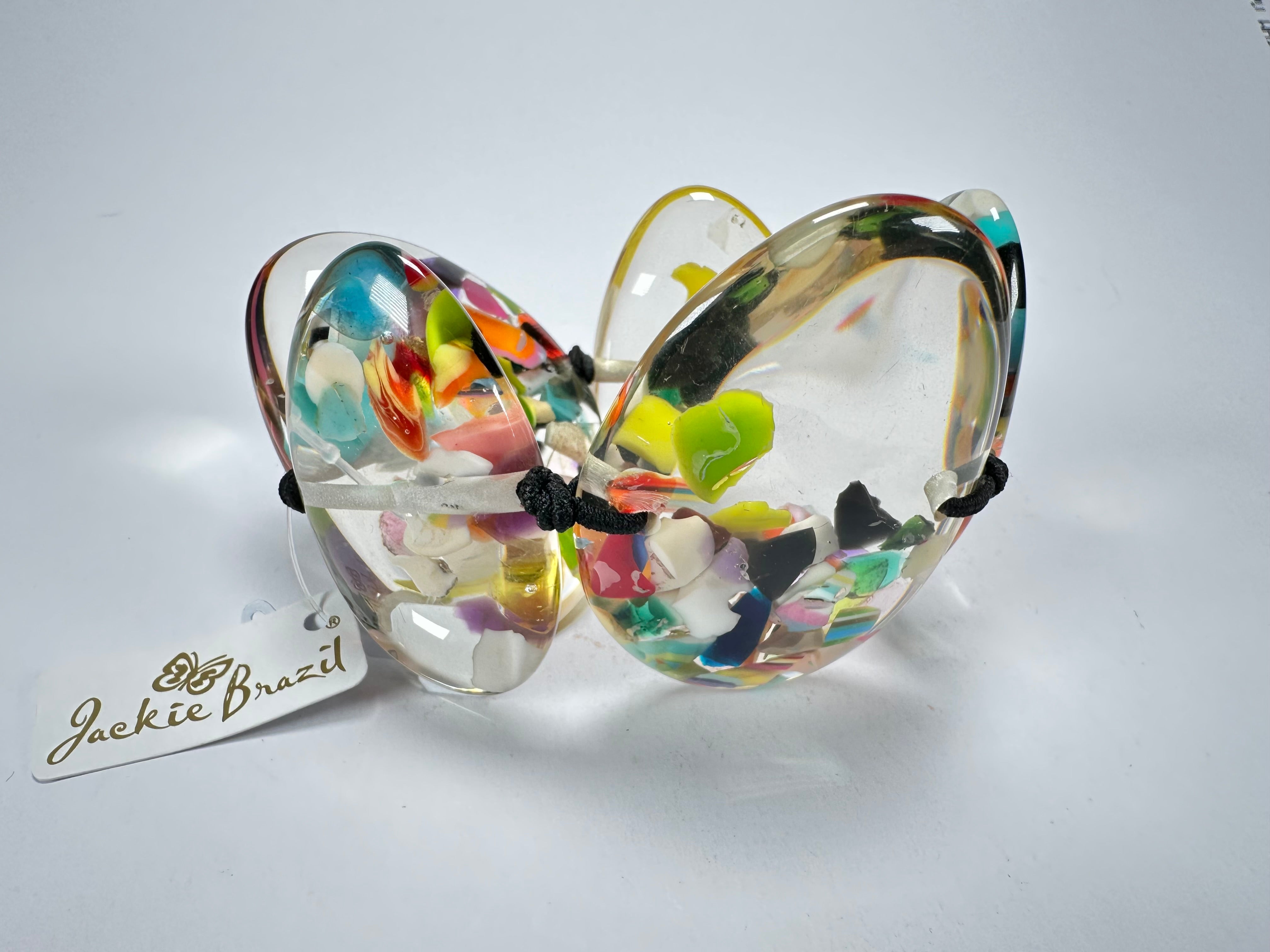 Jackie Brazil "Riverstones" Cascade Large Flat Stones On Elastic Bracelet ( B3716 )
