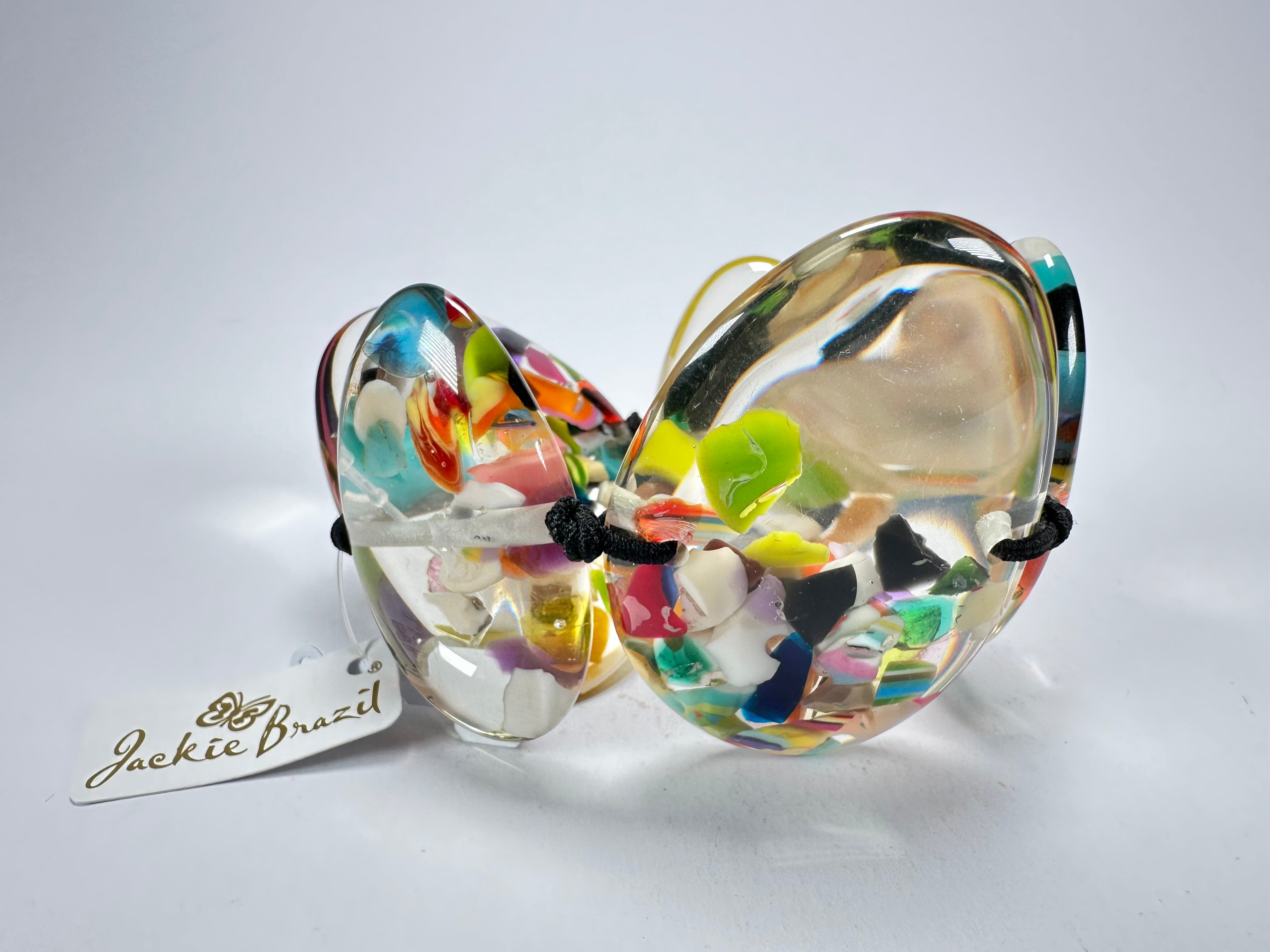 Jackie Brazil "Riverstones" Cascade Large Flat Stones On Elastic Bracelet ( B3716 )