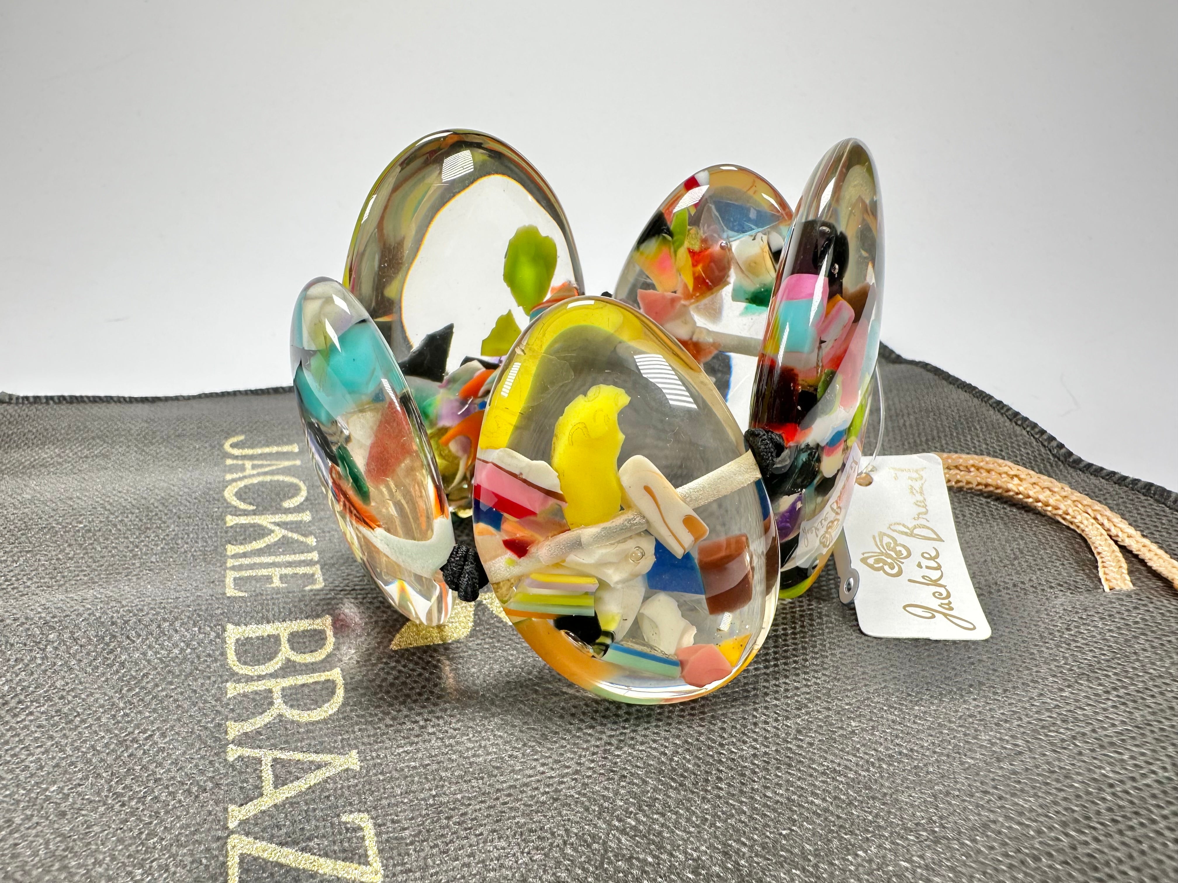 Jackie Brazil "Riverstones" Cascade Large Flat Stones On Elastic Bracelet ( B3716 )
