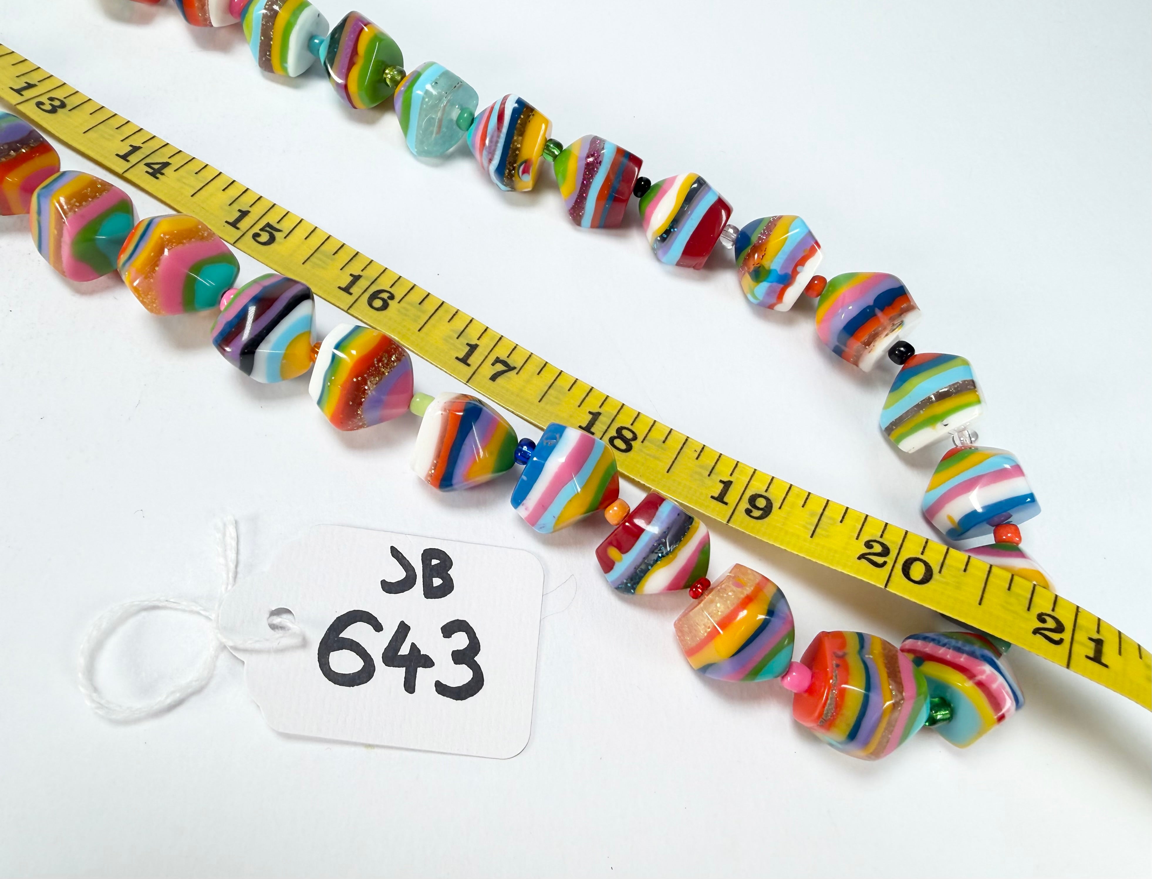 Jackie Brazil "Camille" Liquorice Stripes x Kandinsky Small Stones 110cm Necklace ( N0078 )