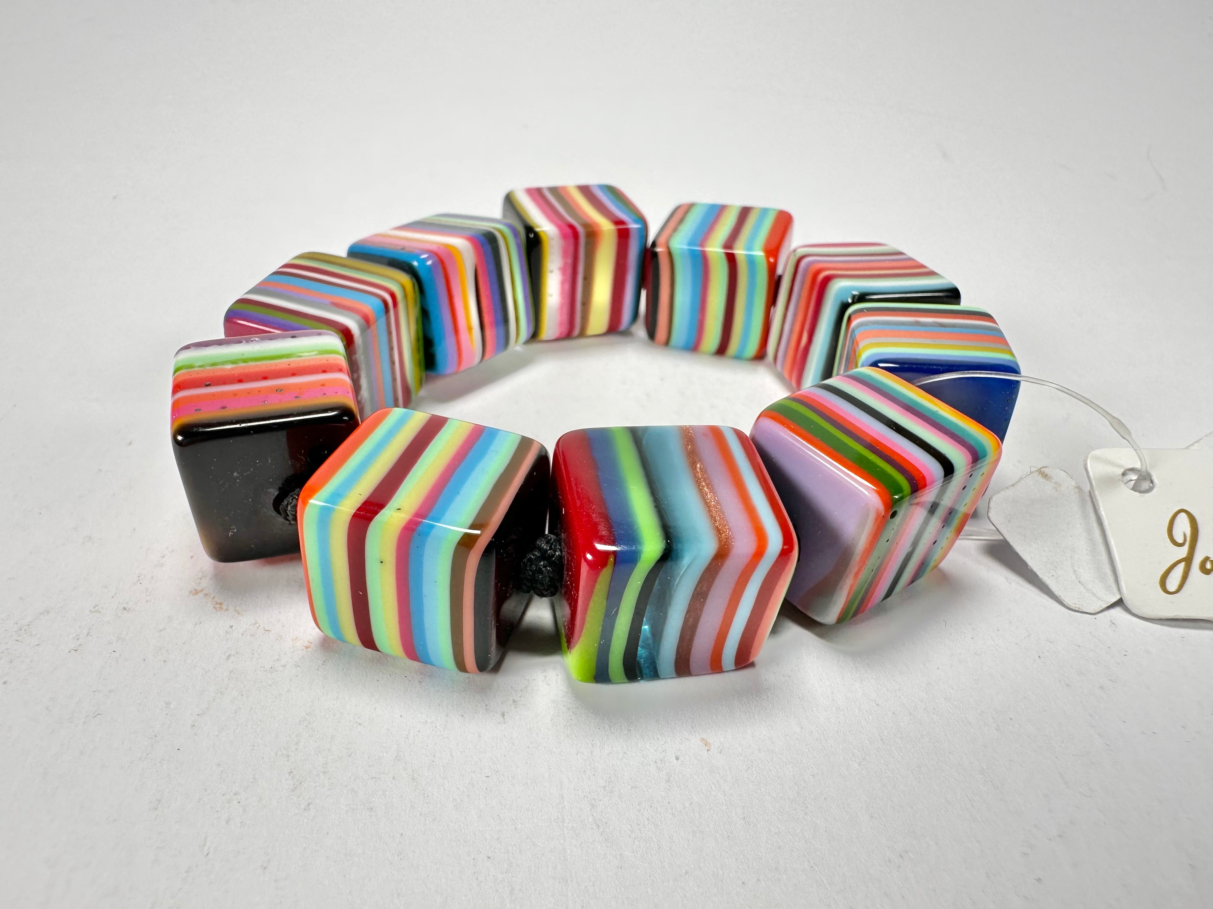 Jackie Brazil "POP" Liquorice Mix Colours Small Cubes Bracelet ( B0224 )