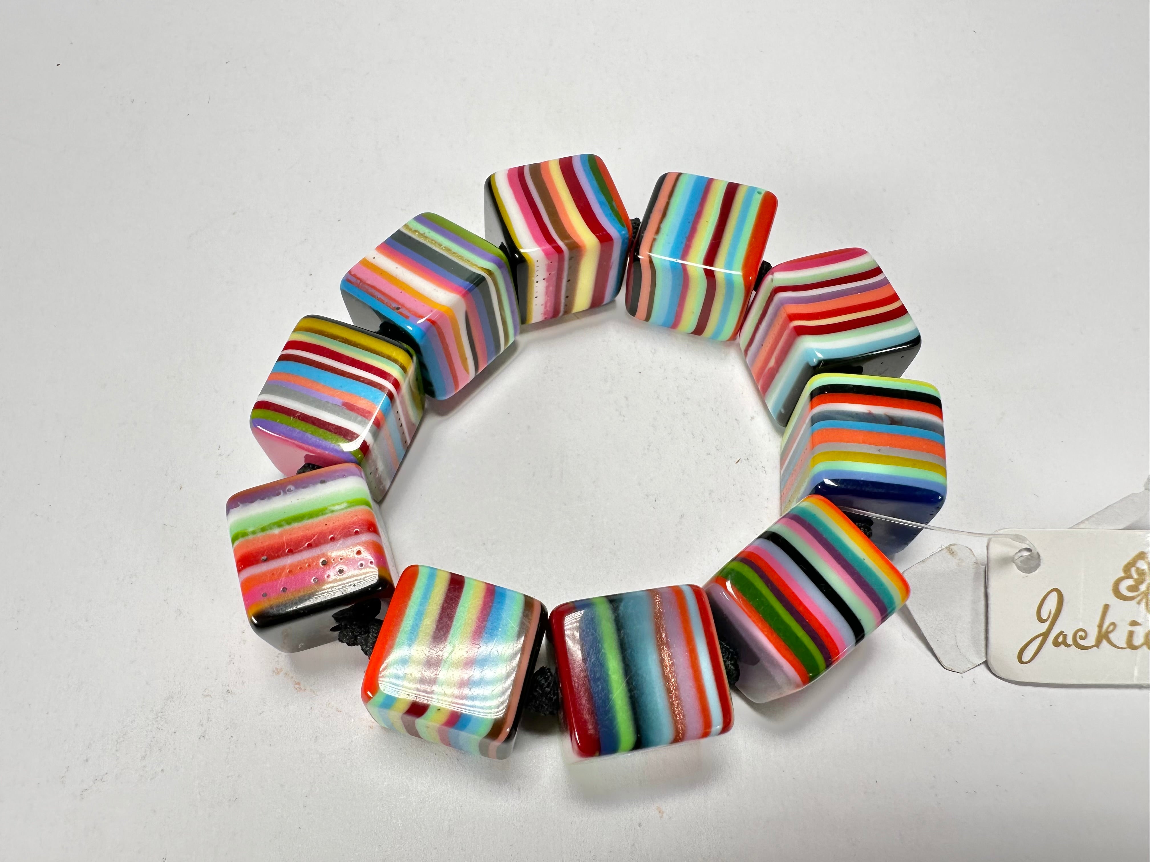 Jackie Brazil "POP" Liquorice Mix Colours Small Cubes Bracelet ( B0224 )