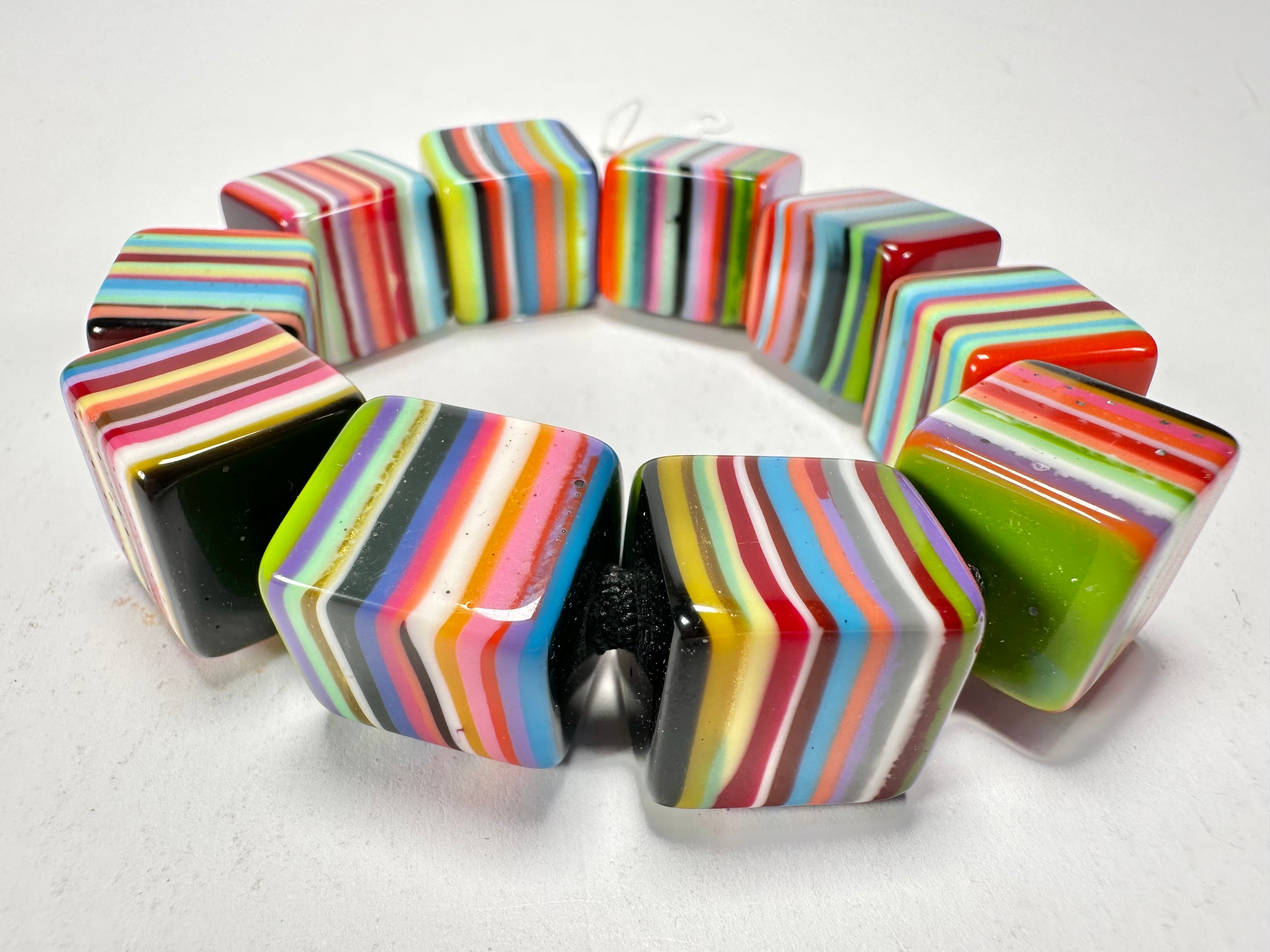 Jackie Brazil "POP" Liquorice Mix Colours Small Cubes Bracelet ( B0224 )