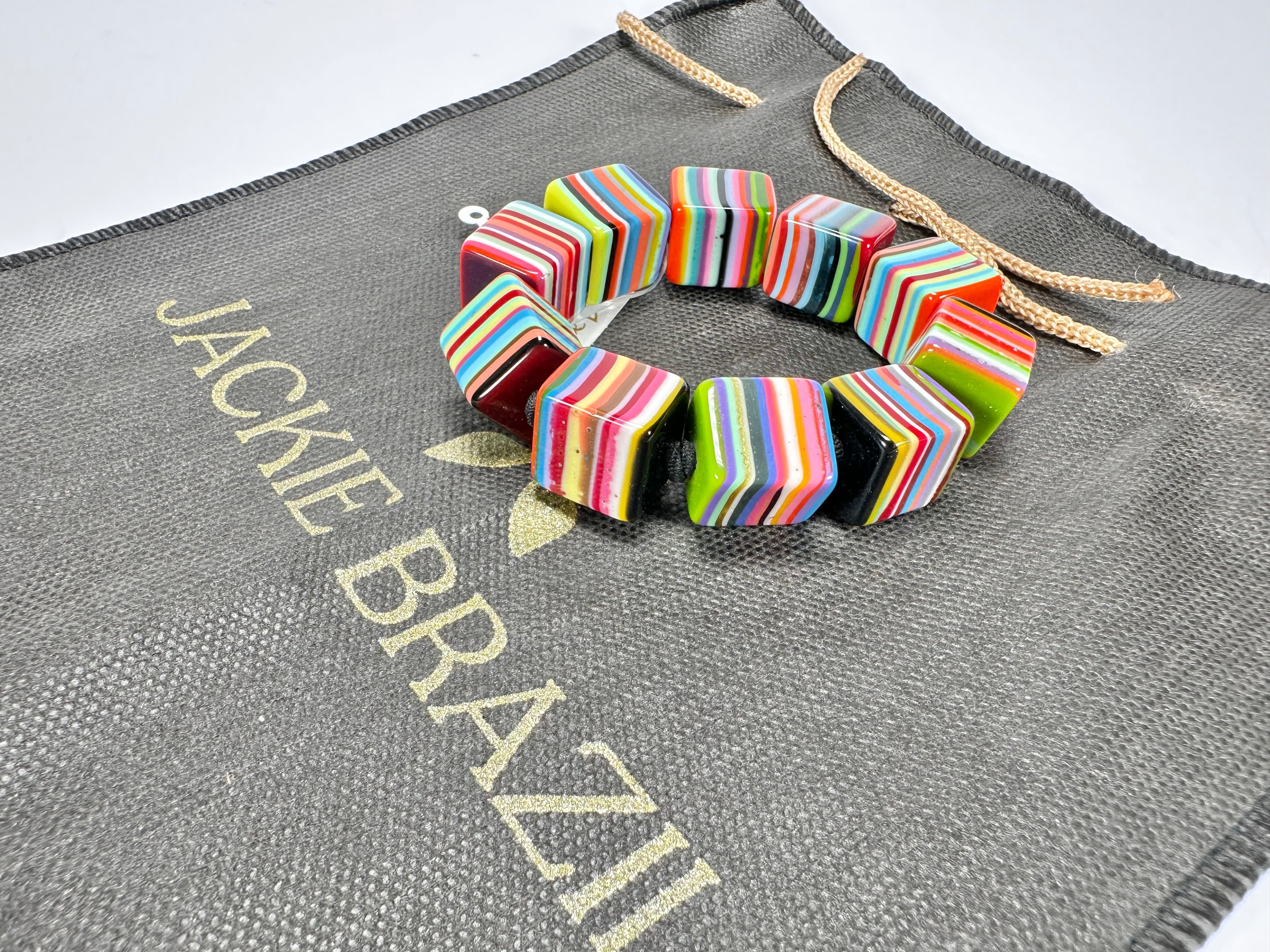 Jackie Brazil "POP" Liquorice Mix Colours Small Cubes Bracelet ( B0224 )