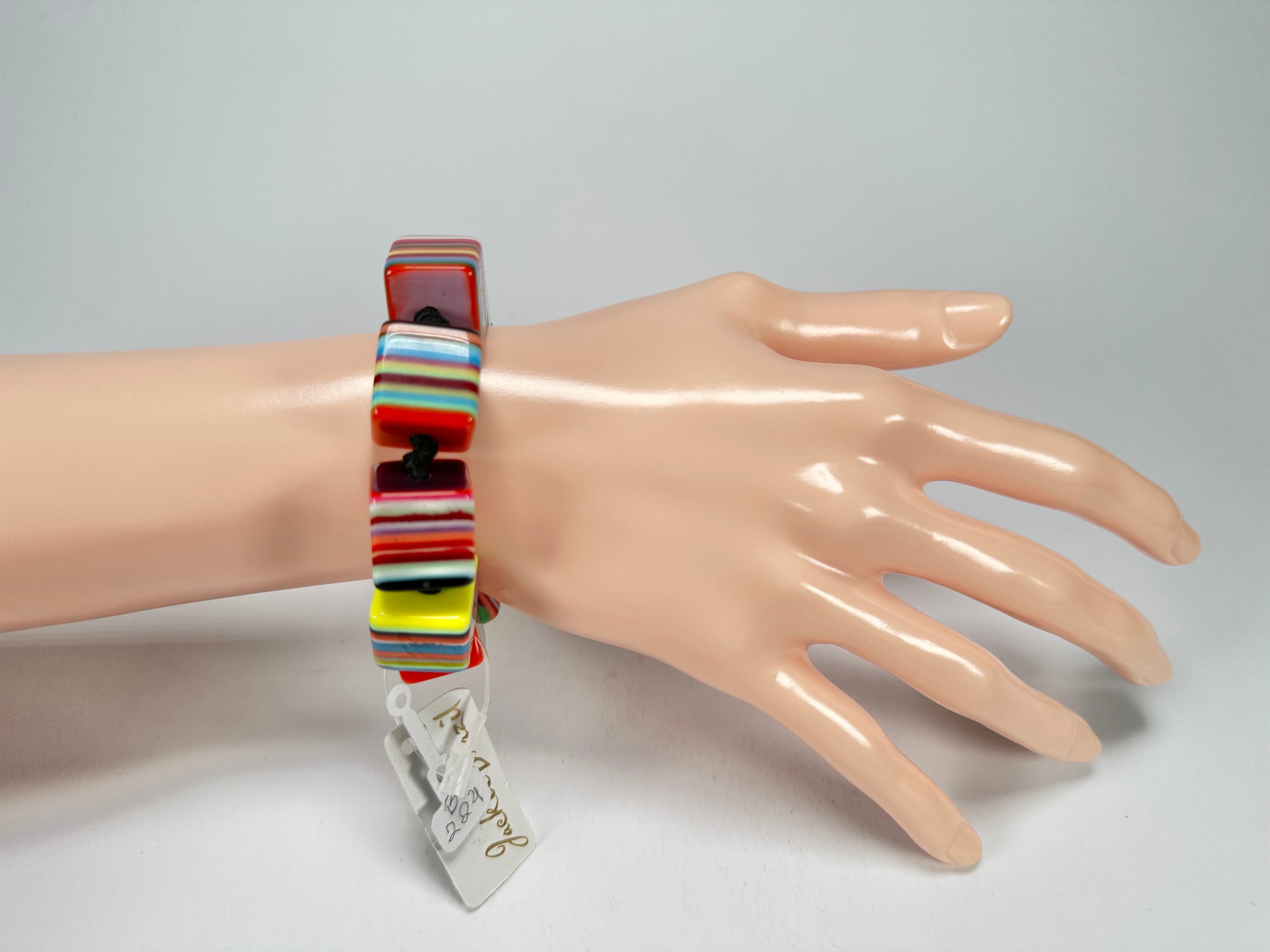 Jackie Brazil "POP" Liquorice Mix Colours Small Cubes Bracelet ( B0224 )