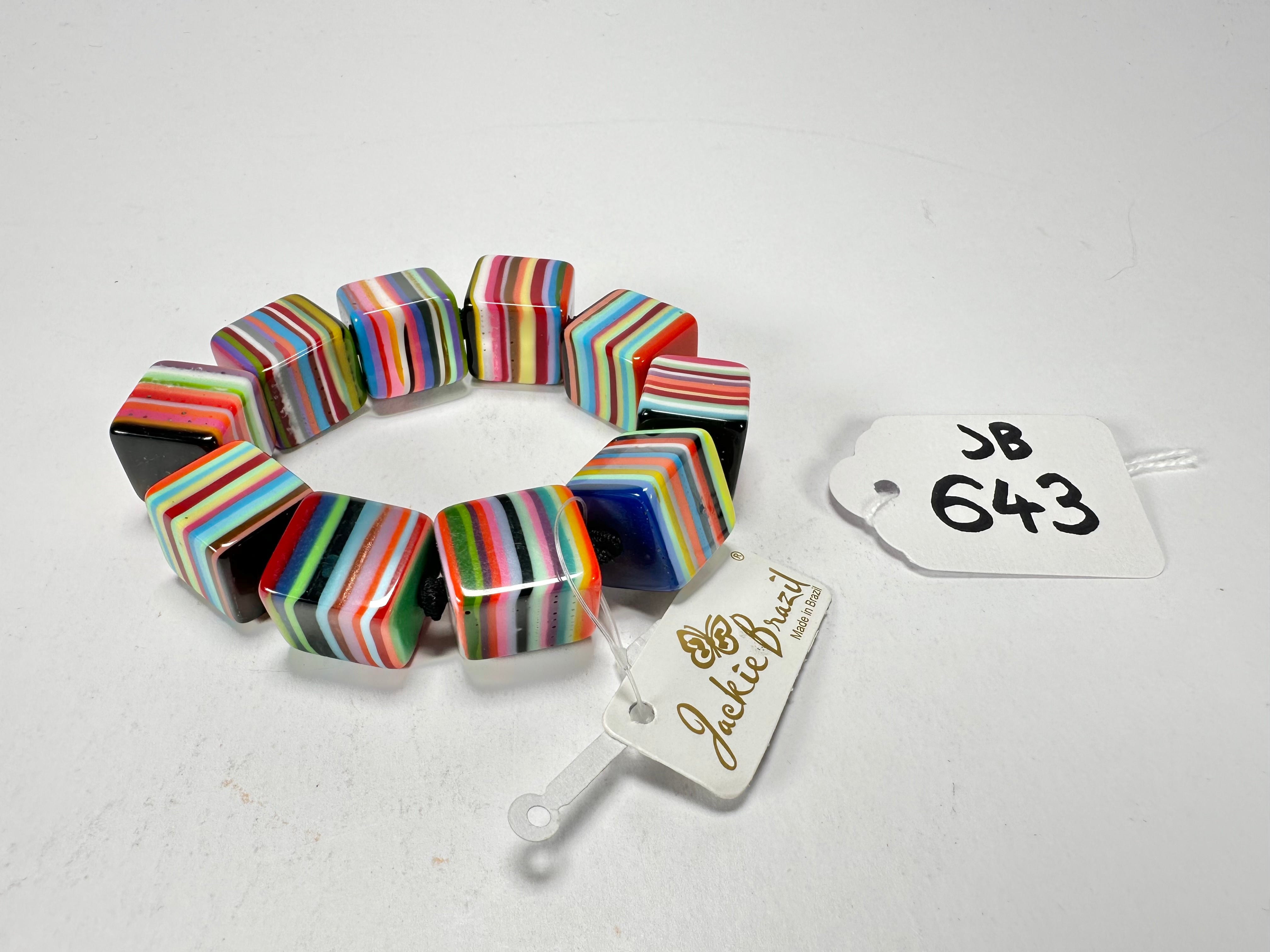 Jackie Brazil "POP" Liquorice Mix Colours Small Cubes Bracelet ( B0224 )