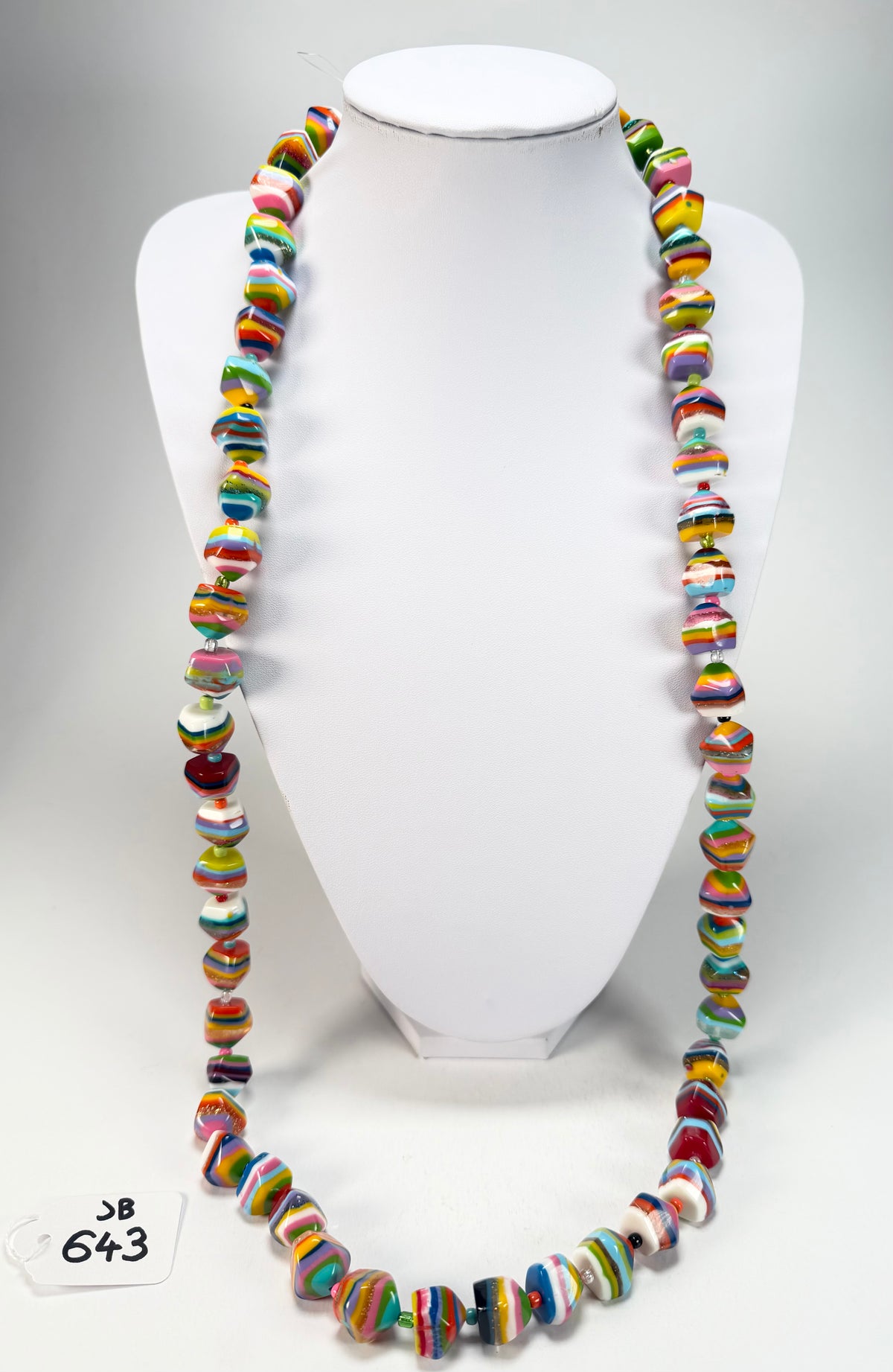 Jackie Brazil "Camille" Liquorice Stripes x Kandinsky Small Stones 110cm Necklace ( N0078 )