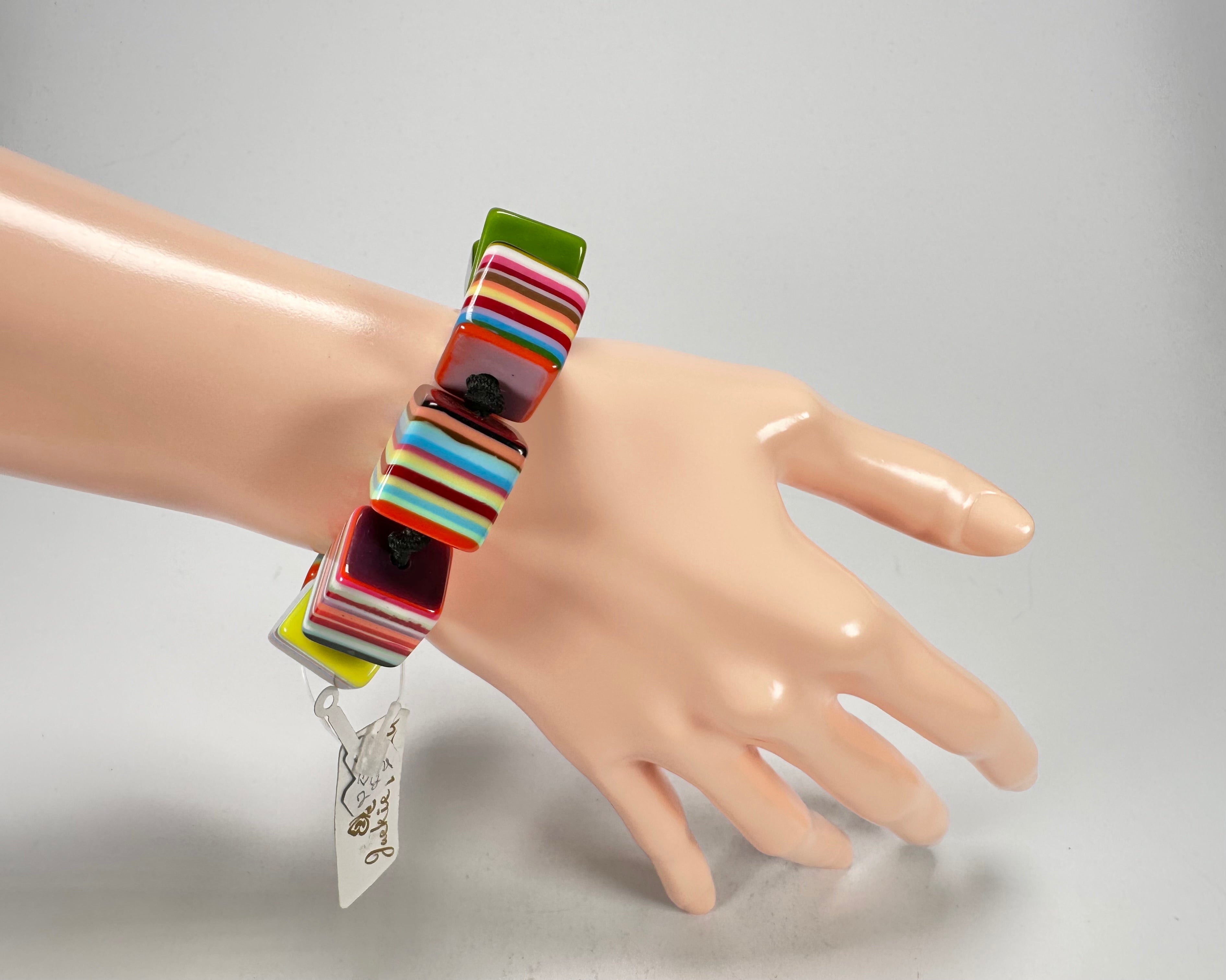 Jackie Brazil "POP" Liquorice Mix Colours Small Cubes Bracelet ( B0224 )