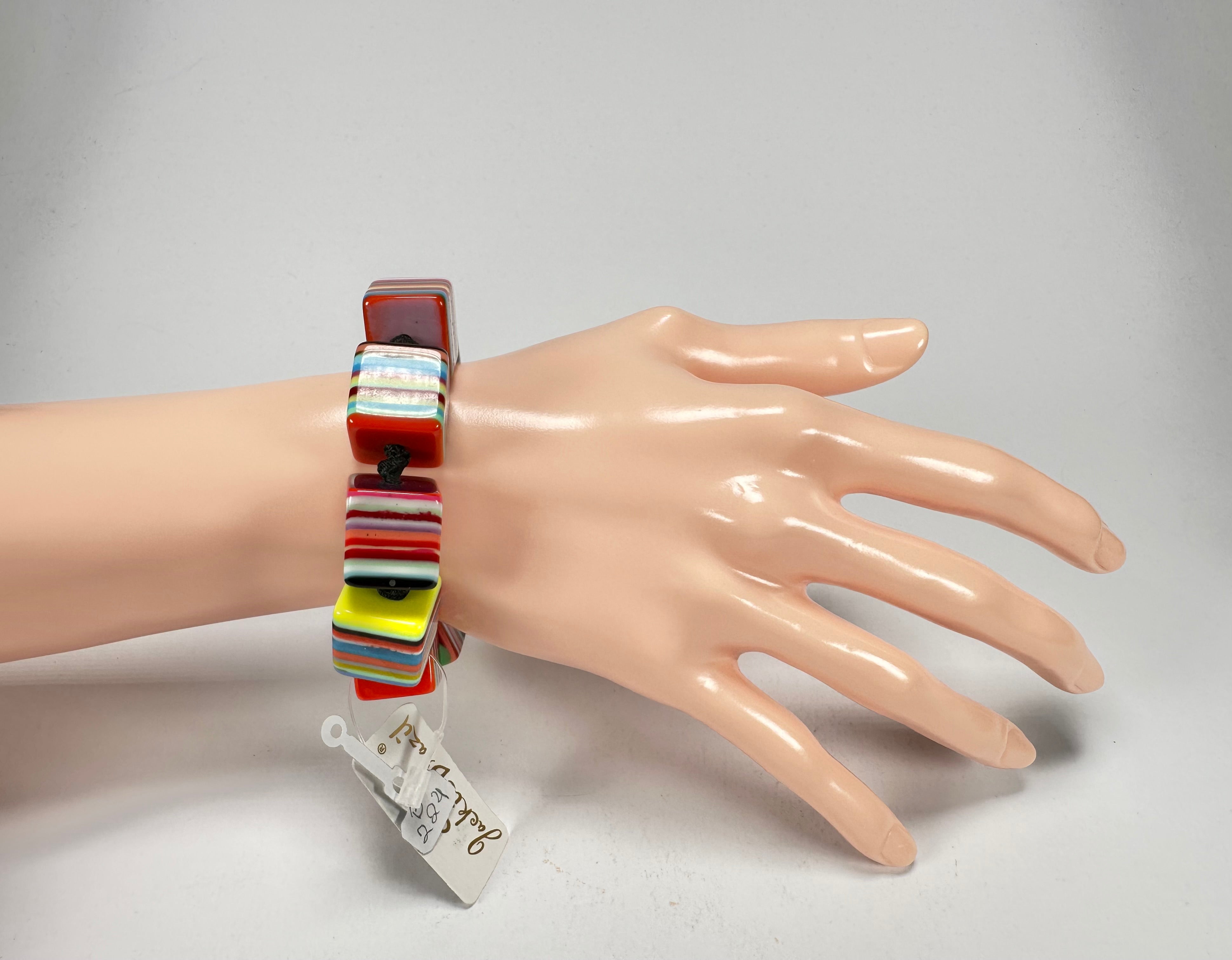 Jackie Brazil "POP" Liquorice Mix Colours Small Cubes Bracelet ( B0224 )