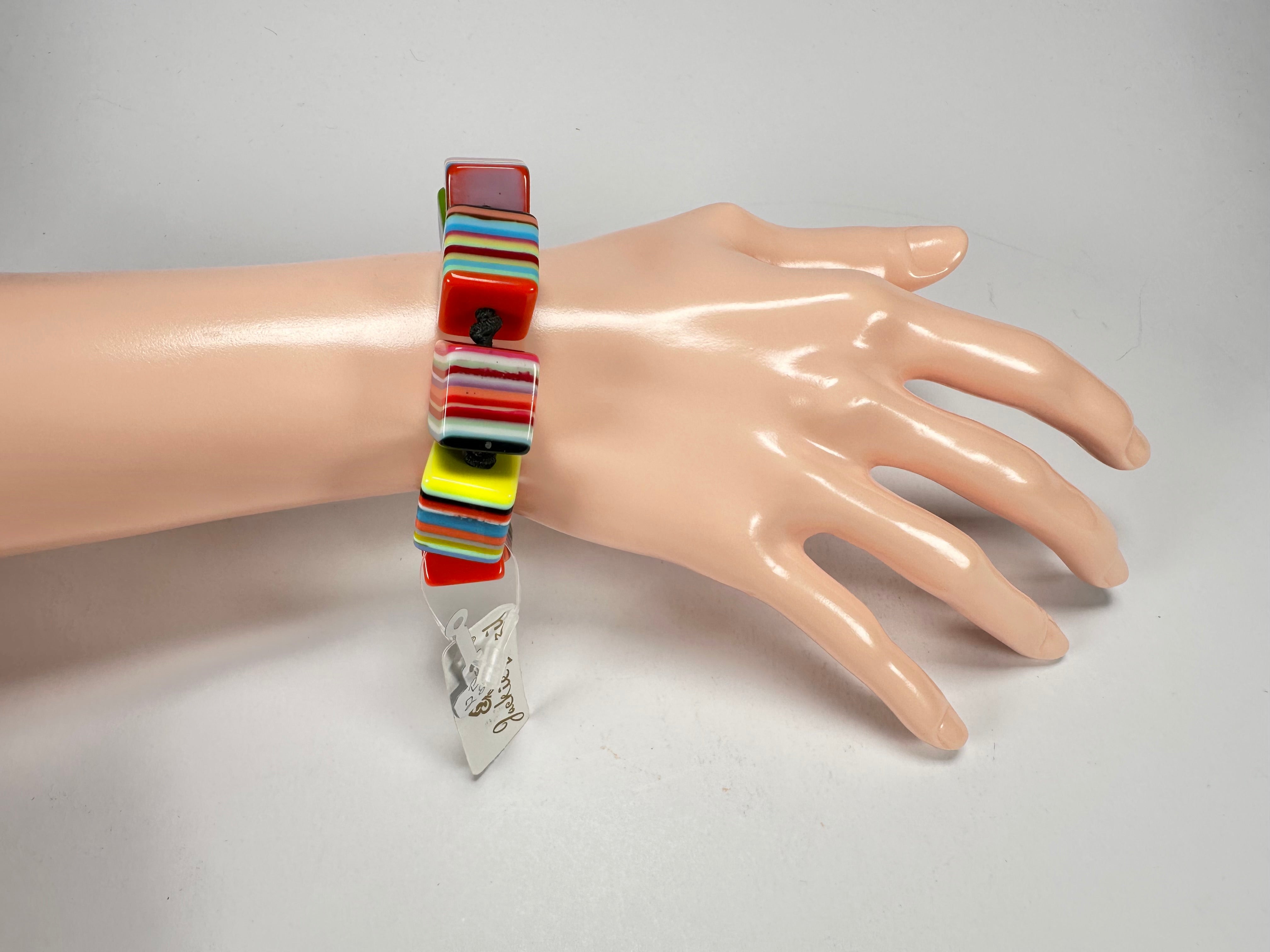 Jackie Brazil "POP" Liquorice Mix Colours Small Cubes Bracelet ( B0224 )