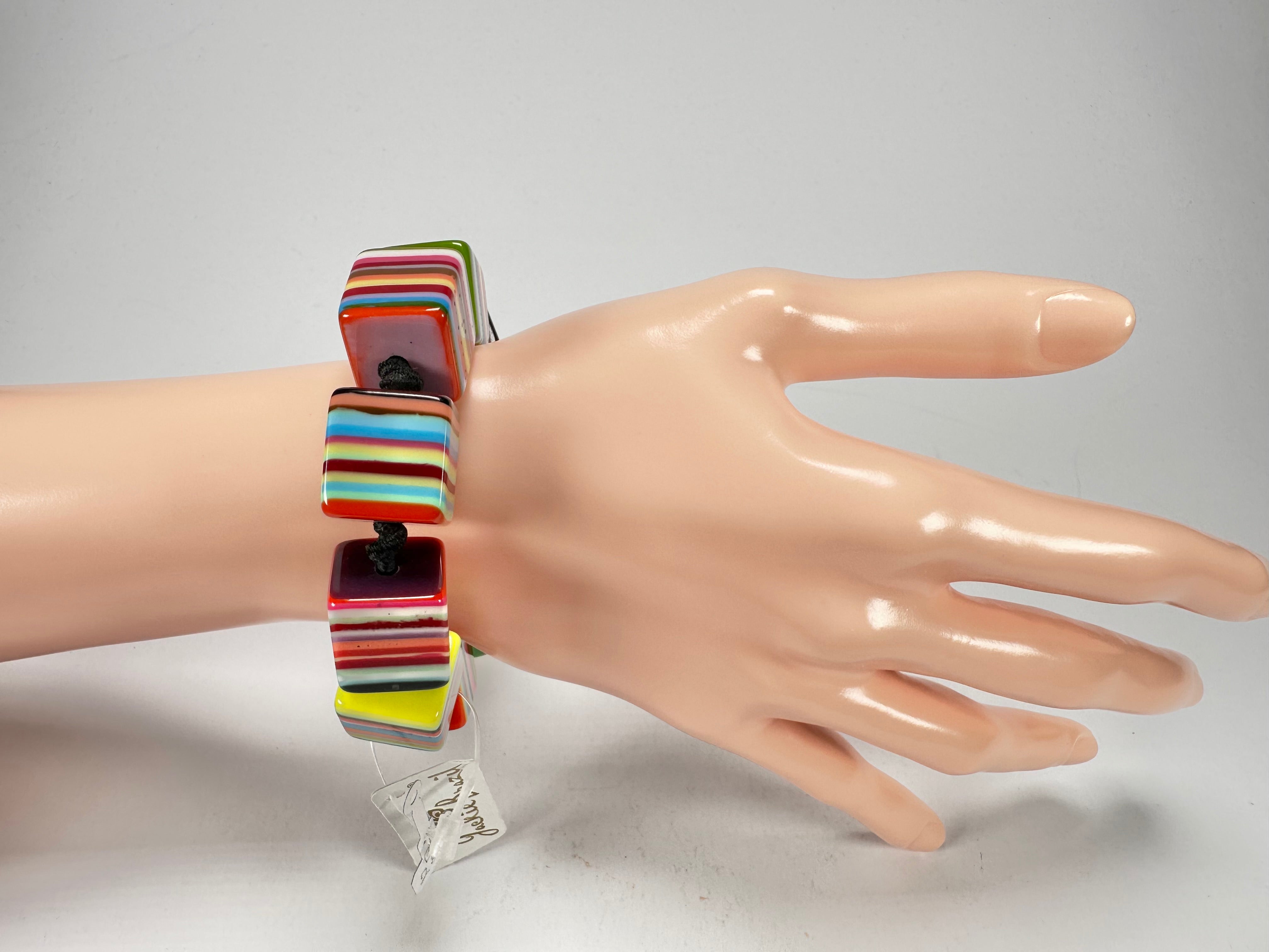 Jackie Brazil "POP" Liquorice Mix Colours Small Cubes Bracelet ( B0224 )