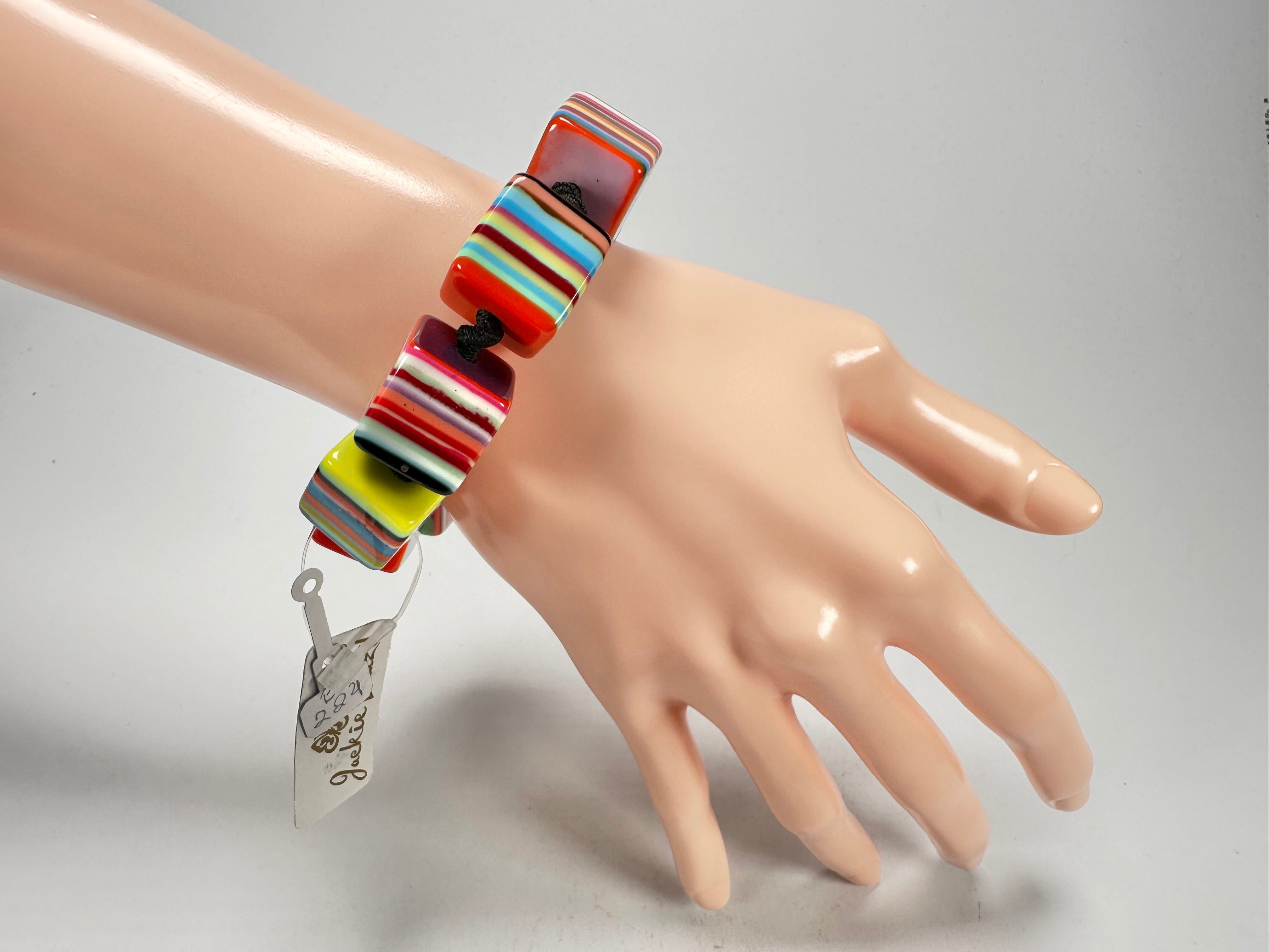 Jackie Brazil "POP" Liquorice Mix Colours Small Cubes Bracelet ( B0224 )