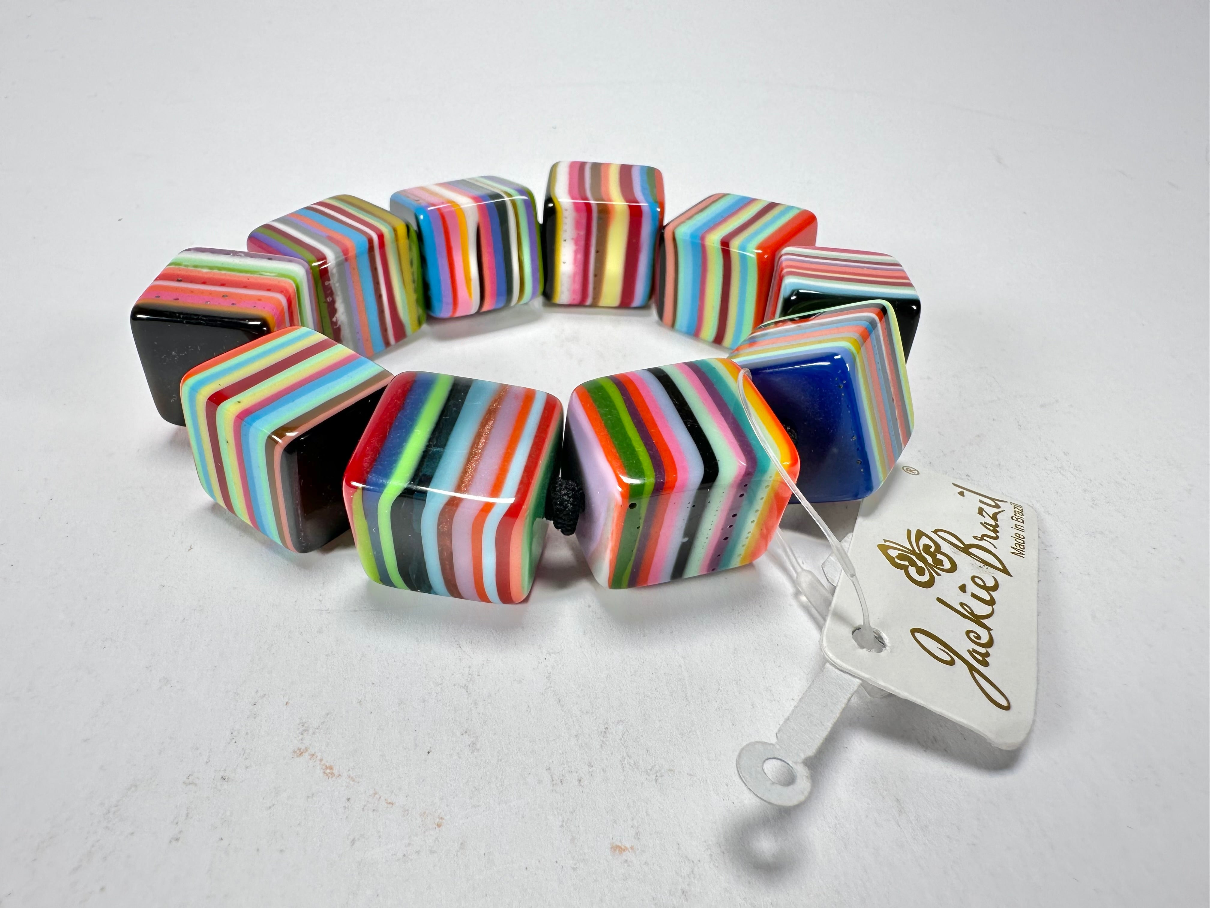 Jackie Brazil "POP" Liquorice Mix Colours Small Cubes Bracelet ( B0224 )