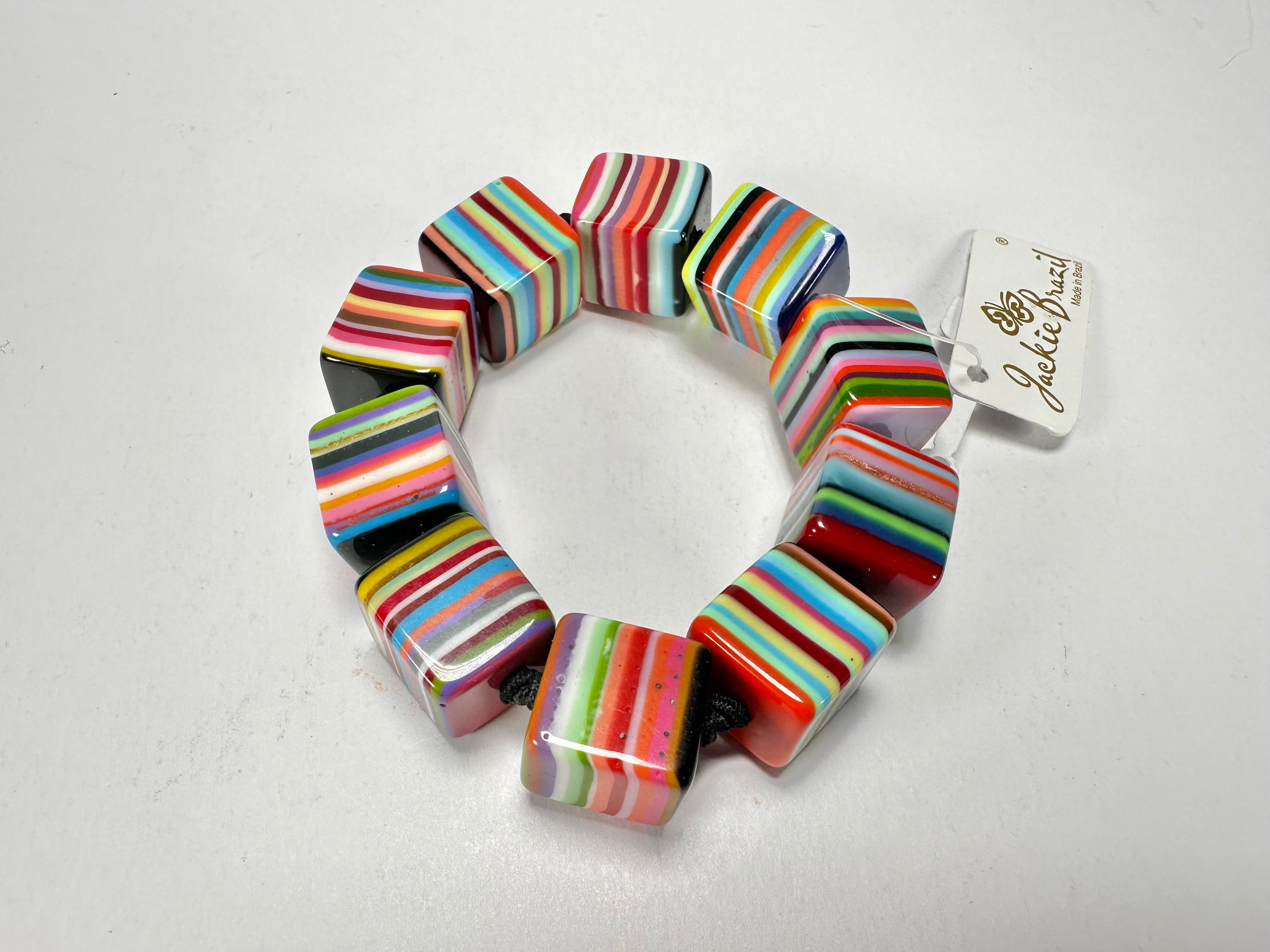 Jackie Brazil "POP" Liquorice Mix Colours Small Cubes Bracelet ( B0224 )