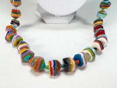 Jackie Brazil "Camille" Liquorice Stripes x Kandinsky Small Stones 110cm Necklace ( N0078 )