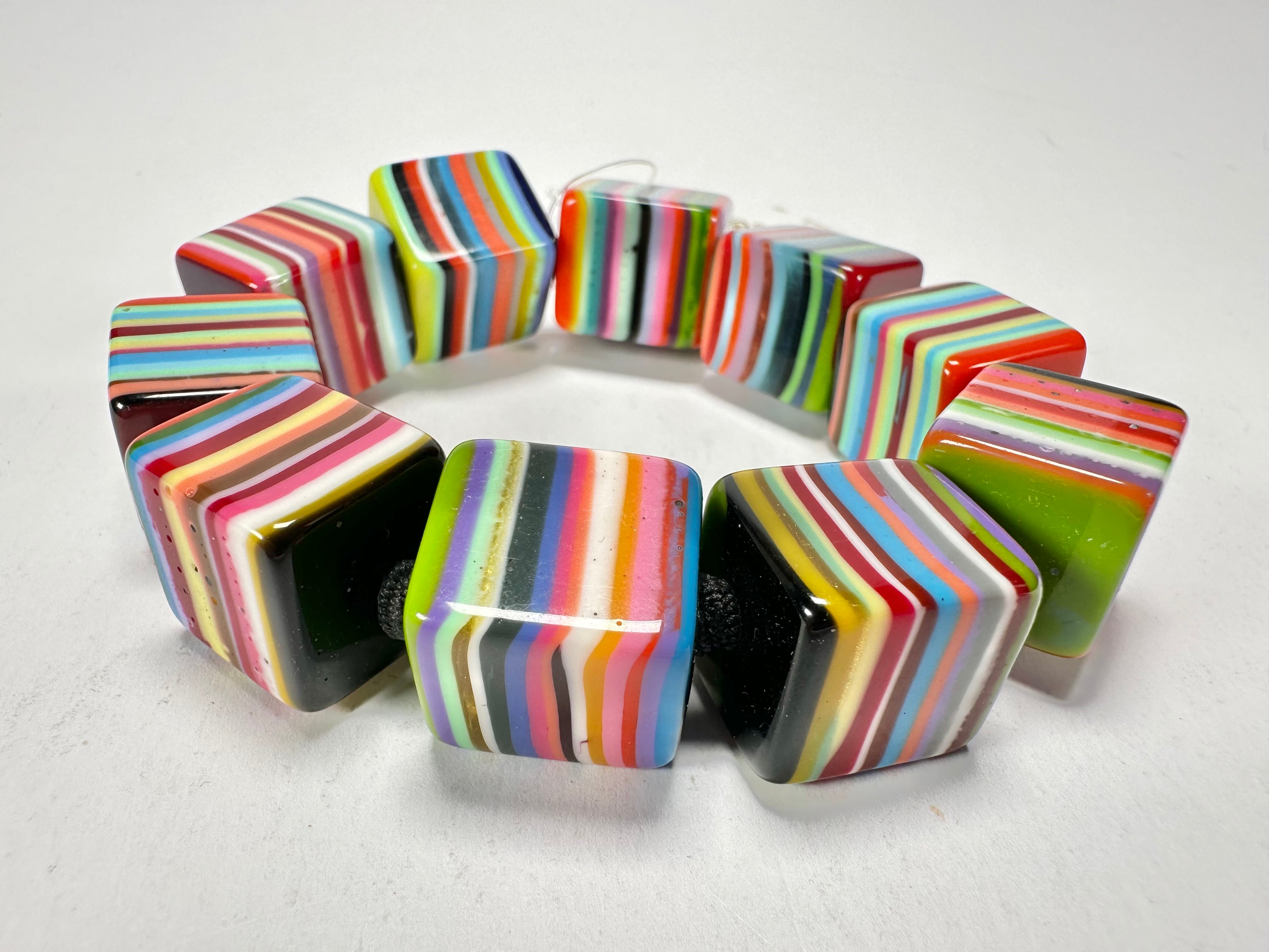 Jackie Brazil "POP" Liquorice Mix Colours Small Cubes Bracelet ( B0224 )