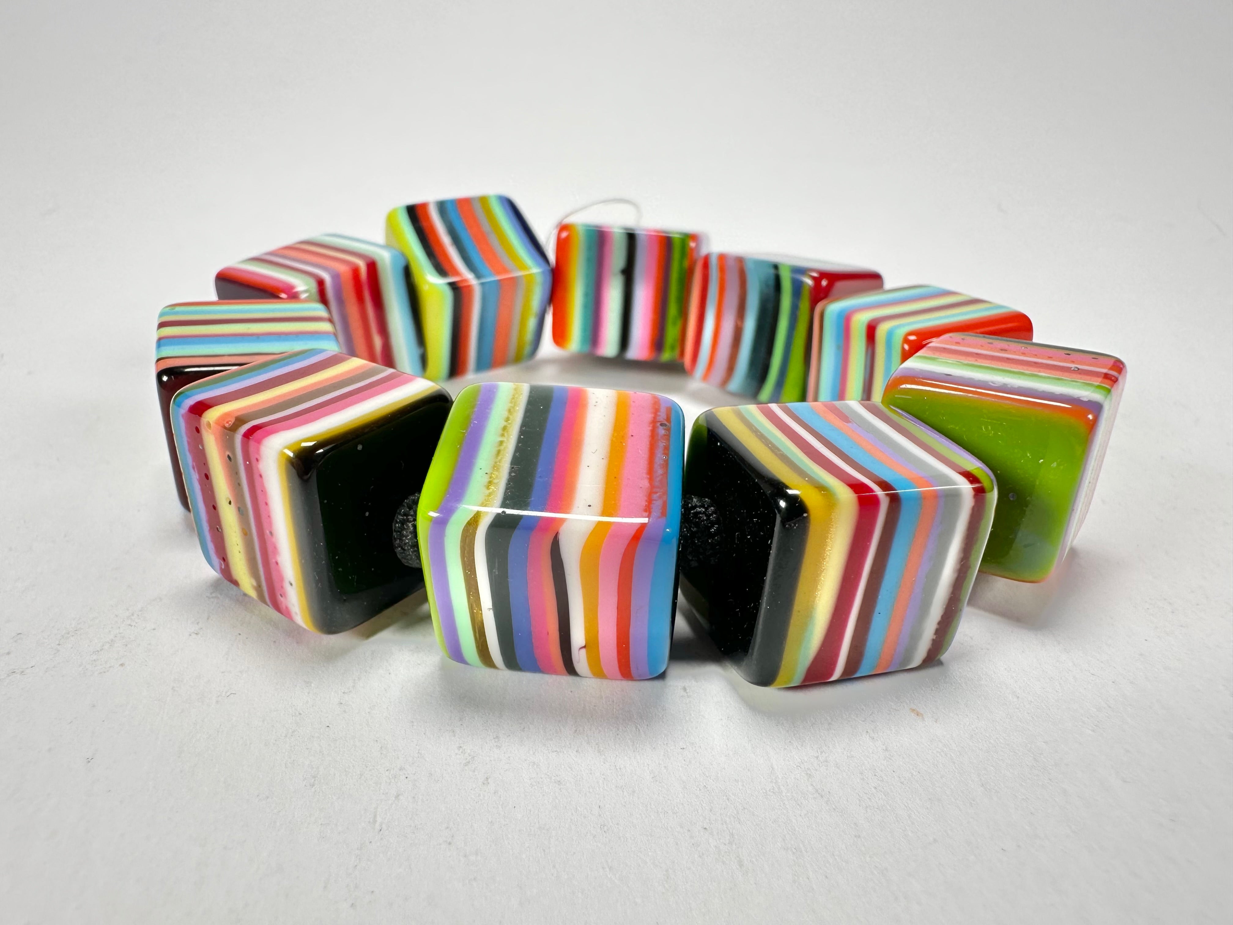 Jackie Brazil "POP" Liquorice Mix Colours Small Cubes Bracelet ( B0224 )