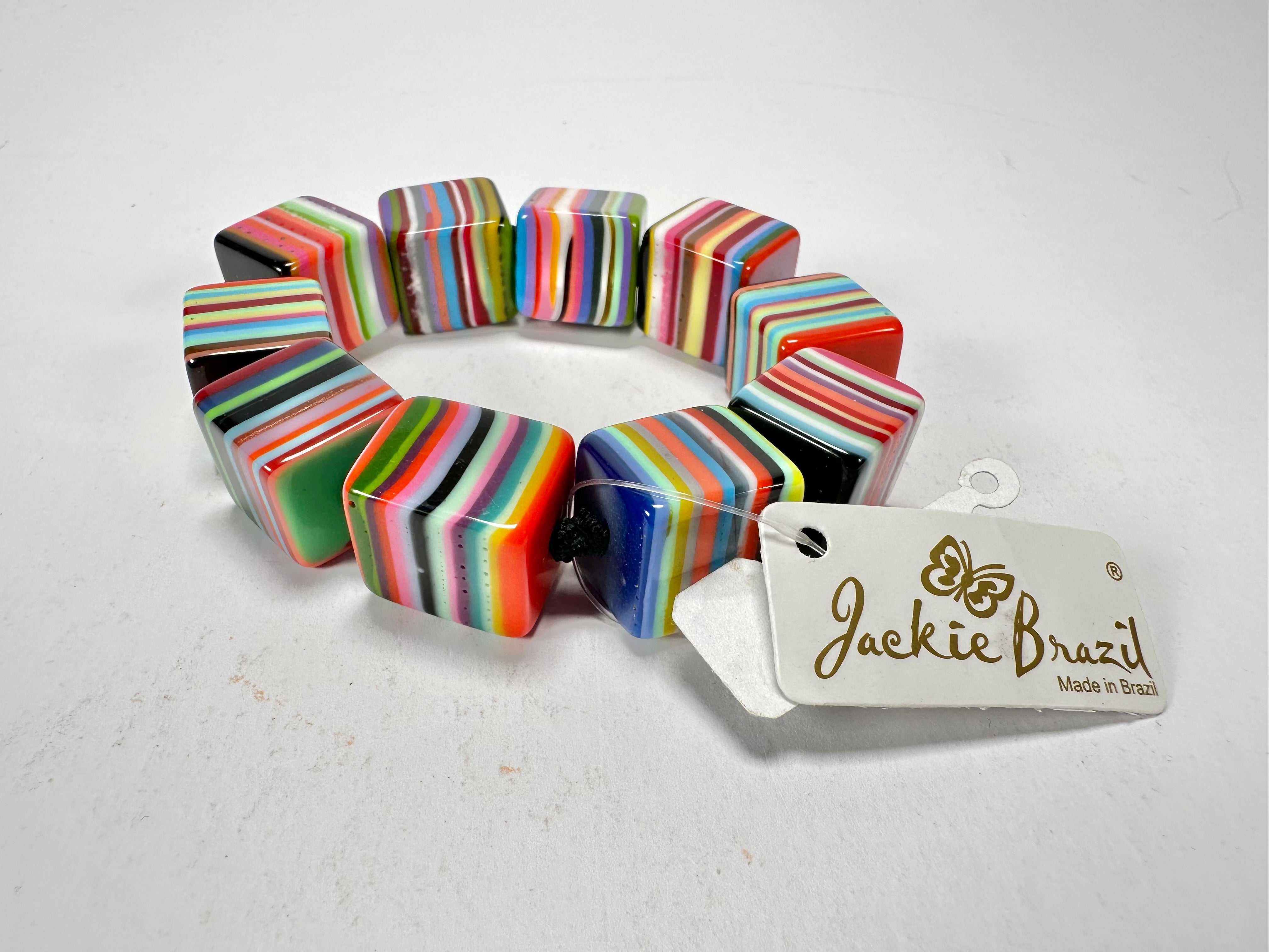 Jackie Brazil "POP" Liquorice Mix Colours Small Cubes Bracelet ( B0224 )