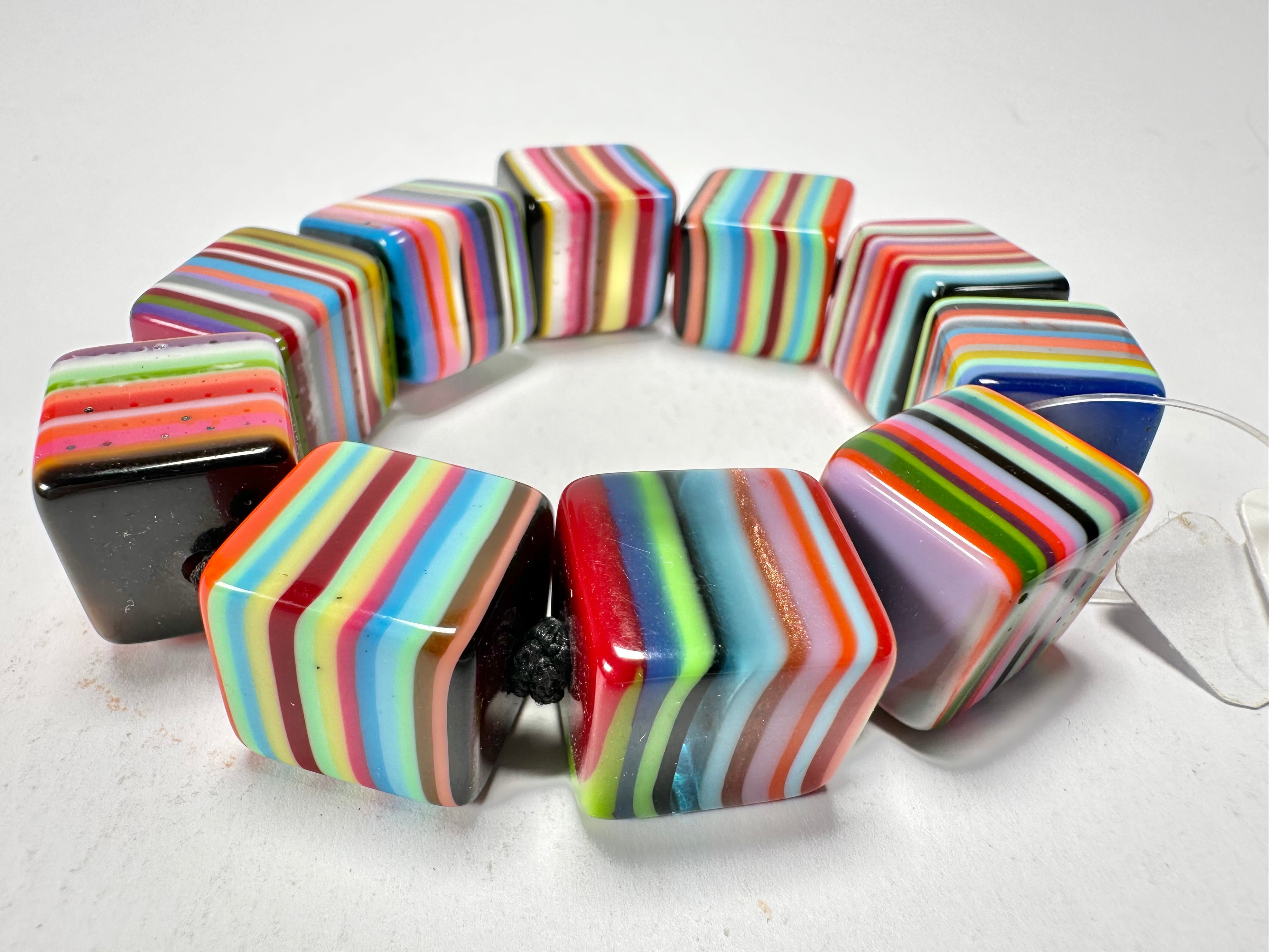 Jackie Brazil "POP" Liquorice Mix Colours Small Cubes Bracelet ( B0224 )