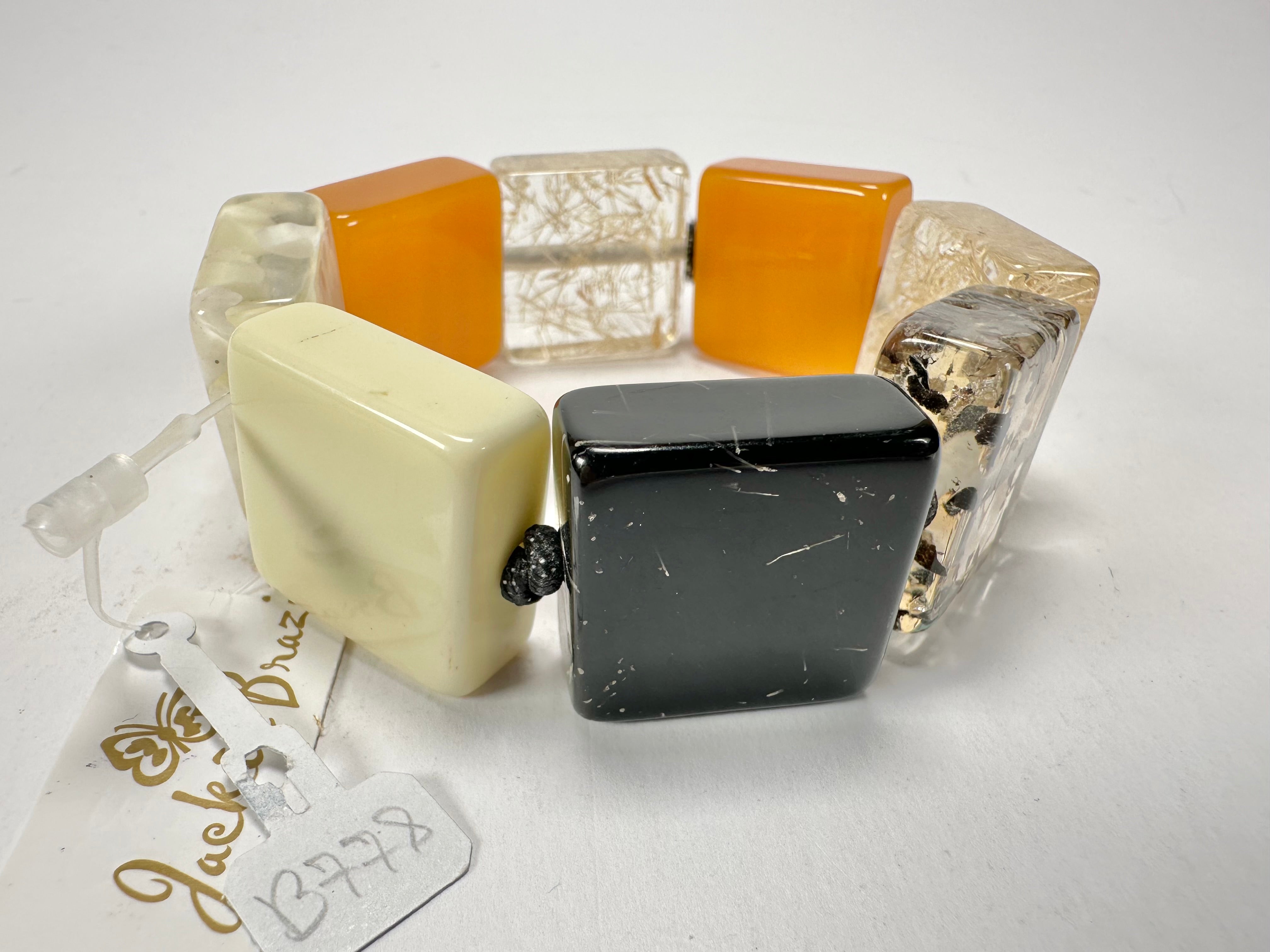 Jackie Brazil "Gala" Seasons Mix Half Rectangles On Elastic Bracelet ( B0778 )