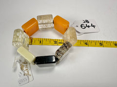 Jackie Brazil "Gala" Seasons Mix Half Rectangles On Elastic Bracelet ( B0778 )