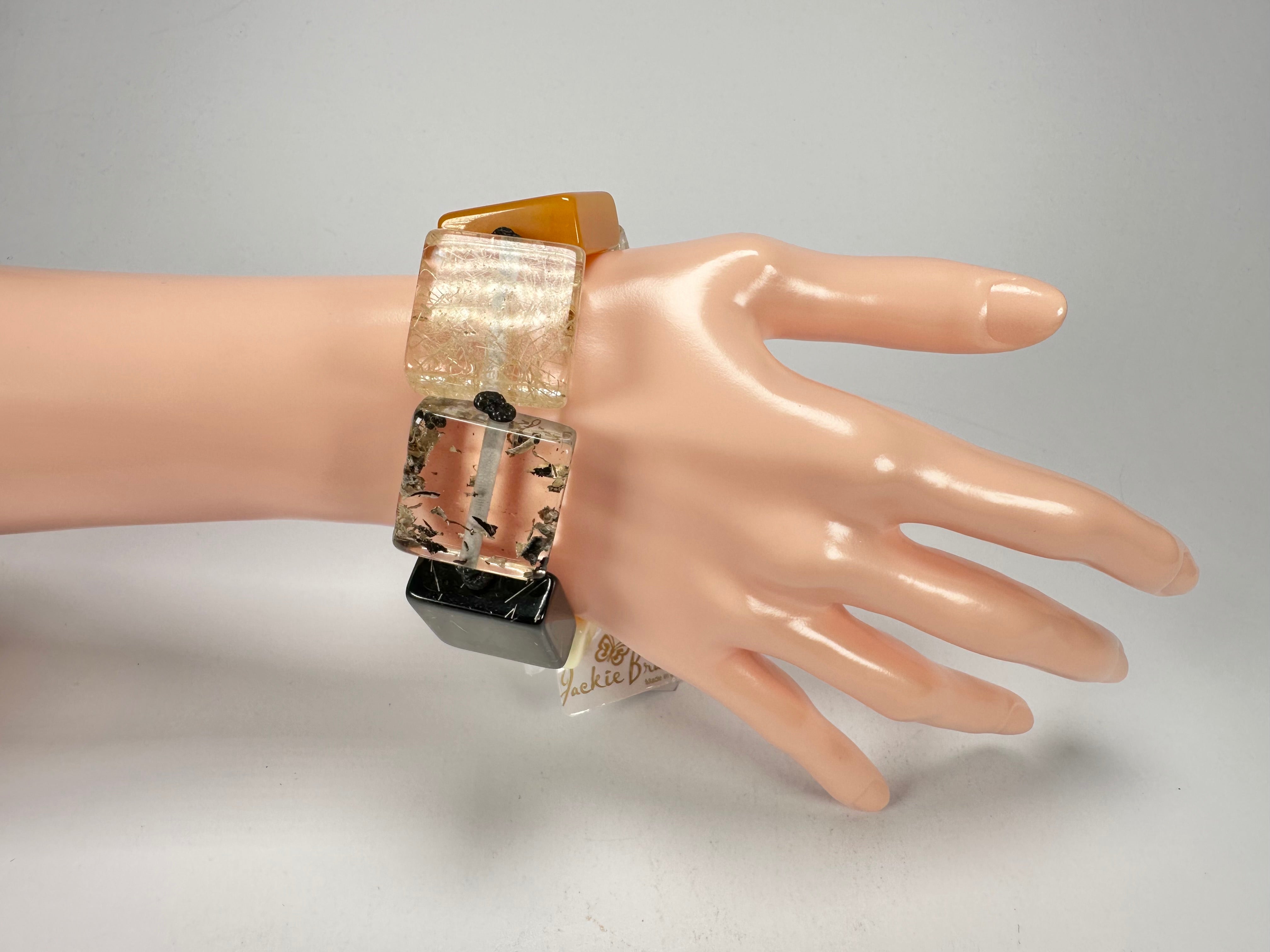 Jackie Brazil "Gala" Seasons Mix Half Rectangles On Elastic Bracelet ( B0778 )