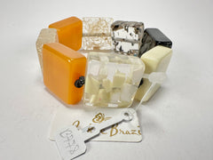 Jackie Brazil "Gala" Seasons Mix Half Rectangles On Elastic Bracelet ( B0778 )