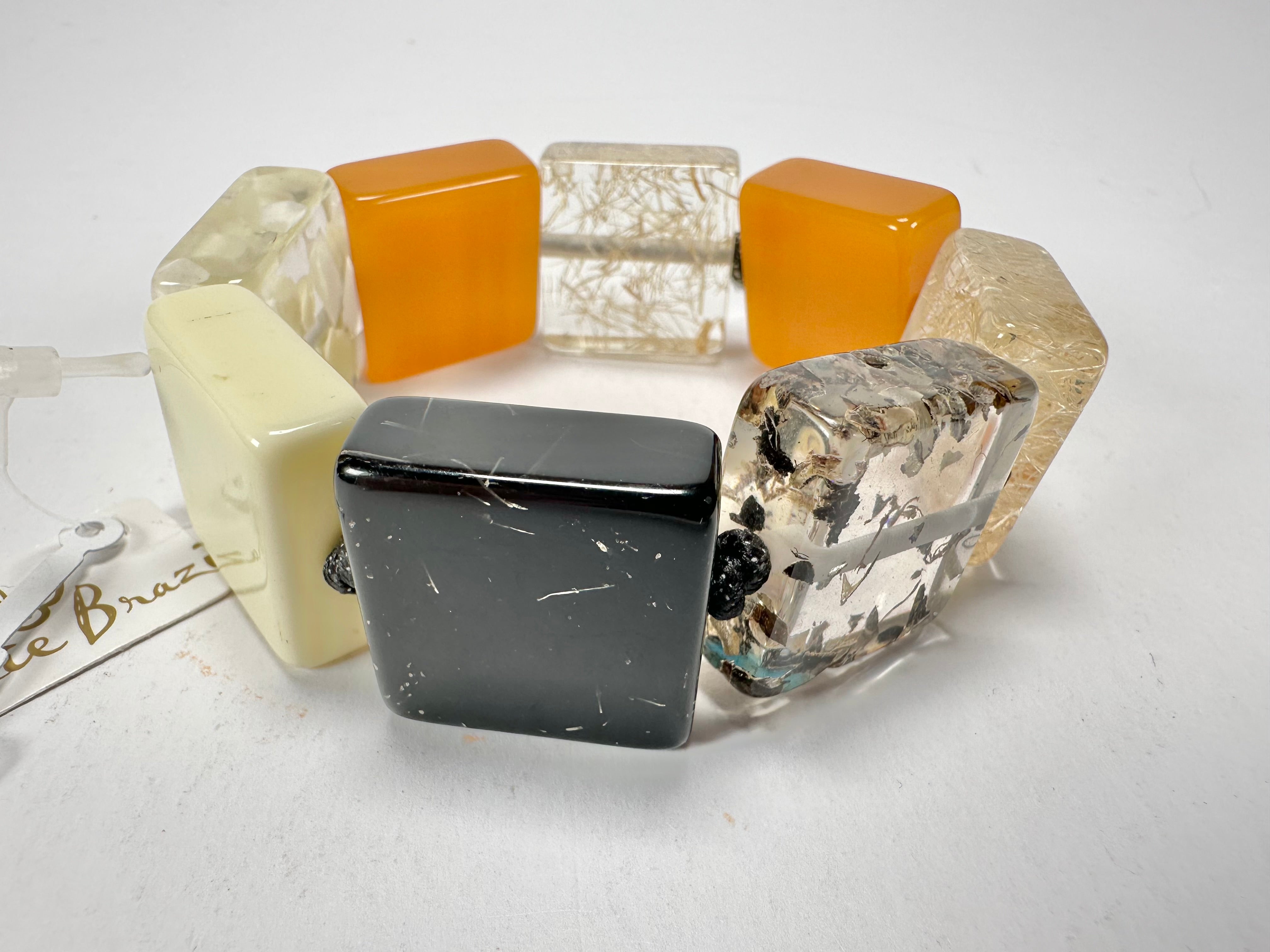 Jackie Brazil "Gala" Seasons Mix Half Rectangles On Elastic Bracelet ( B0778 )
