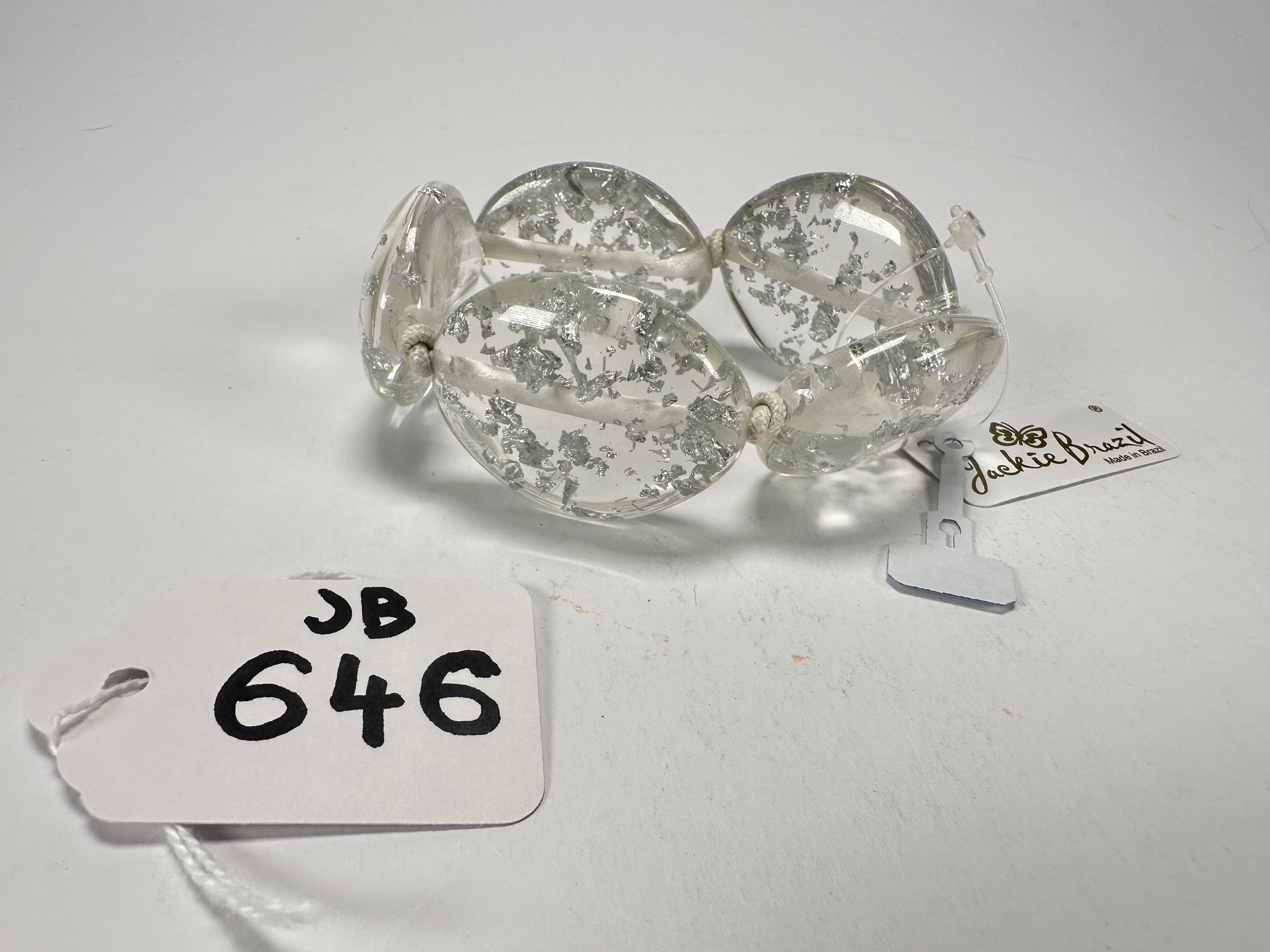 Jackie Brazil "Kathy" Silver Flakes Small Riverstones Bracelet ( B0800 )