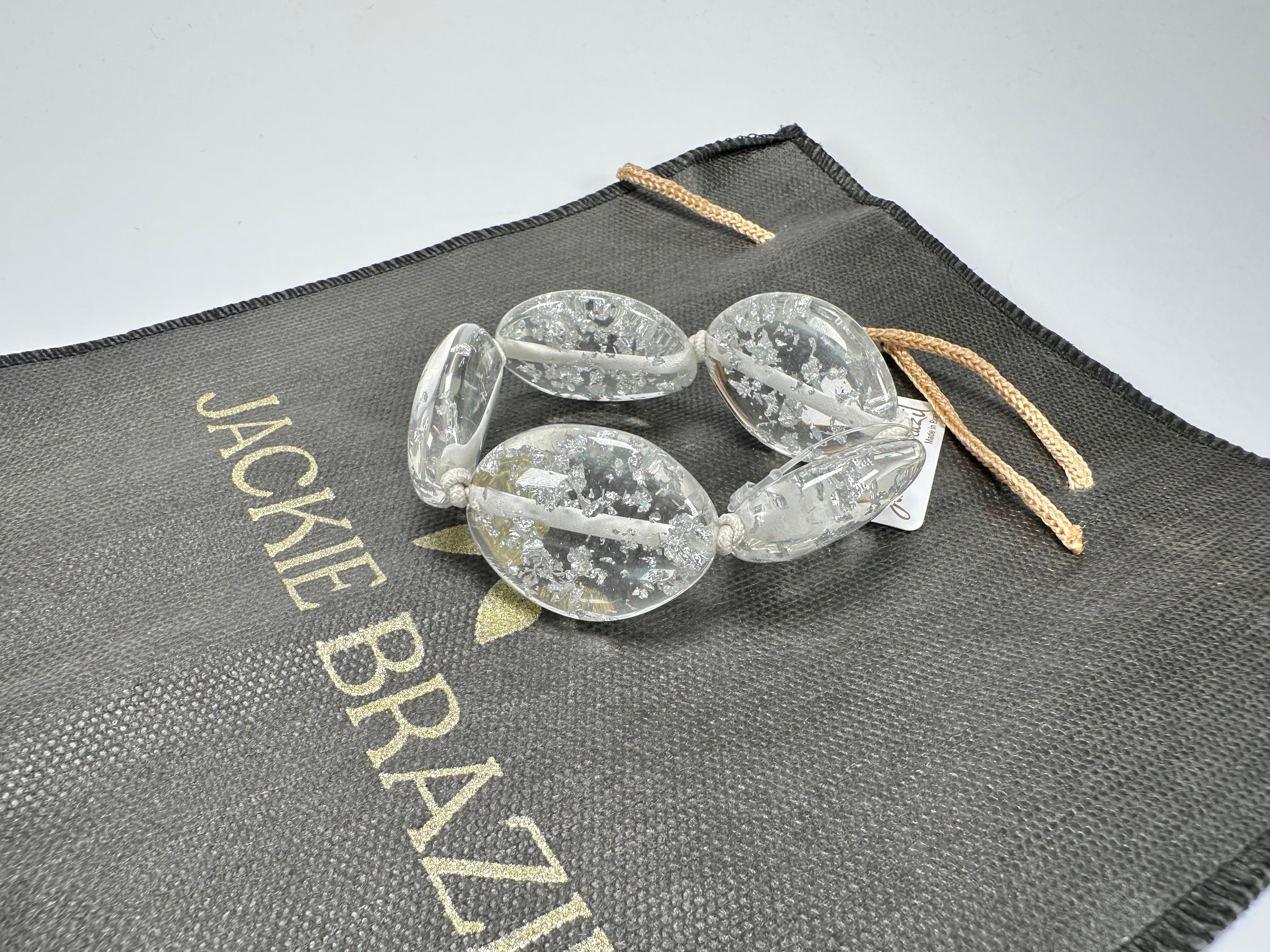 Jackie Brazil "Kathy" Silver Flakes Small Riverstones Bracelet ( B0800 )