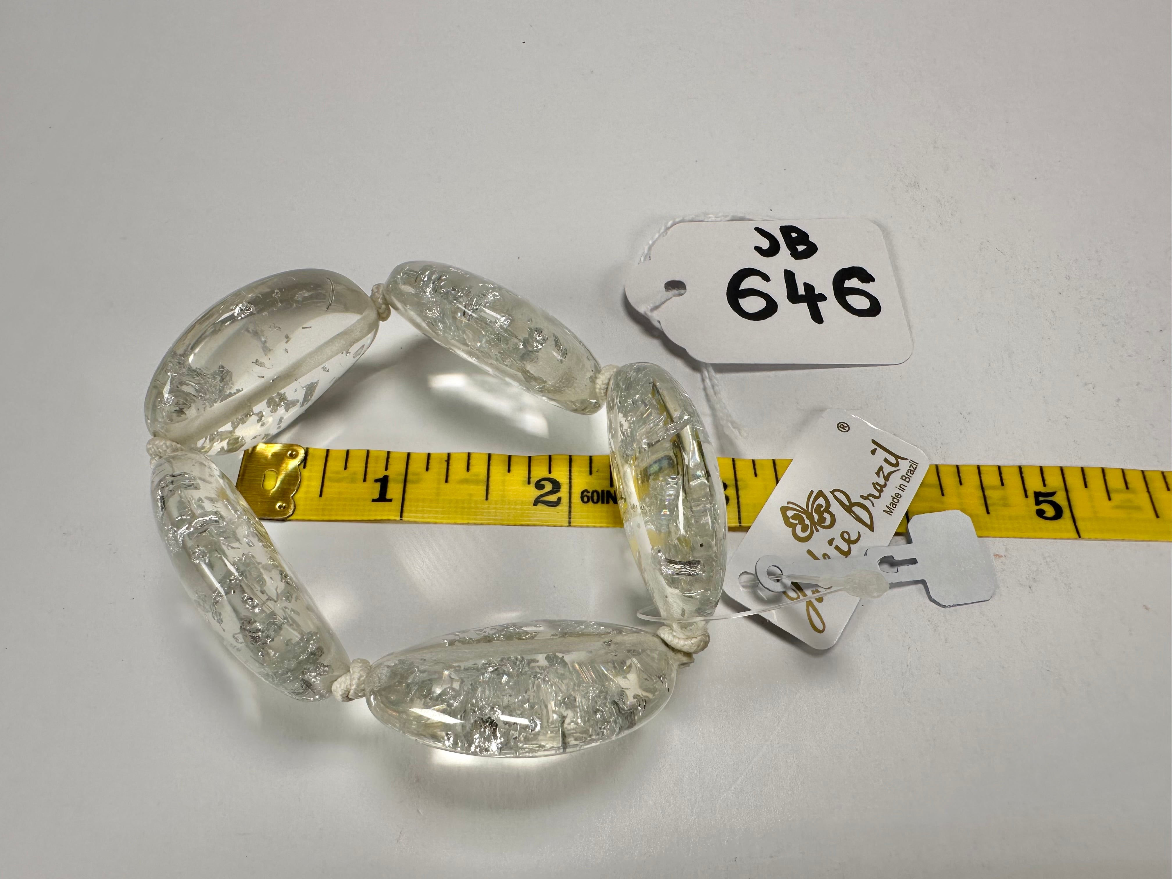 Jackie Brazil "Kathy" Silver Flakes Small Riverstones Bracelet ( B0800 )