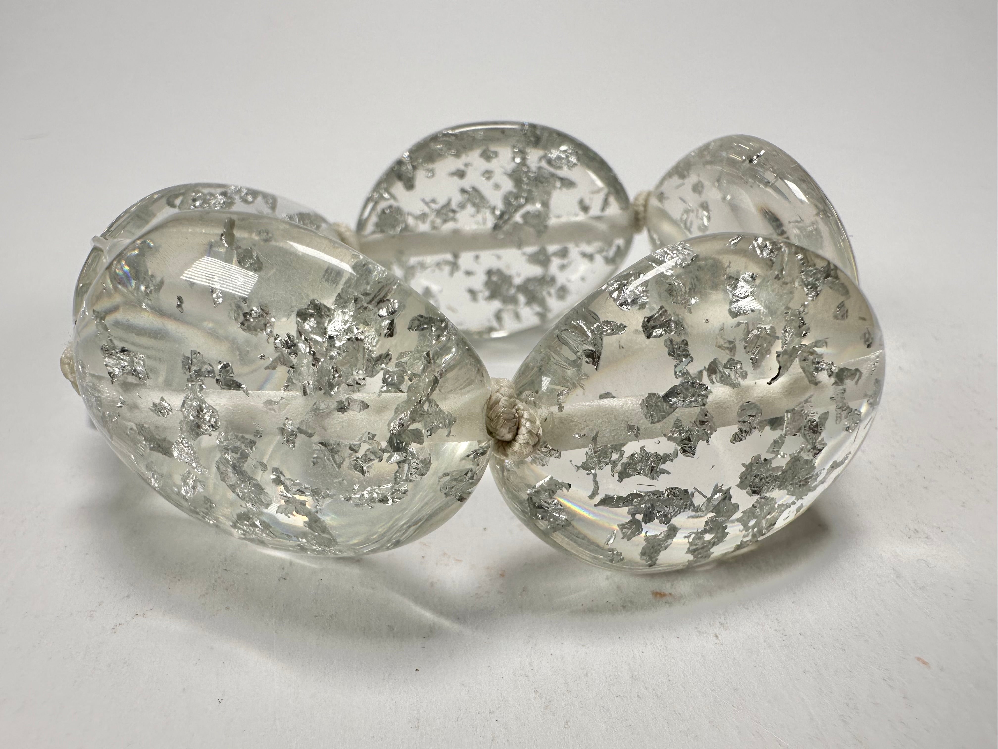 Jackie Brazil "Kathy" Silver Flakes Small Riverstones Bracelet ( B0800 )