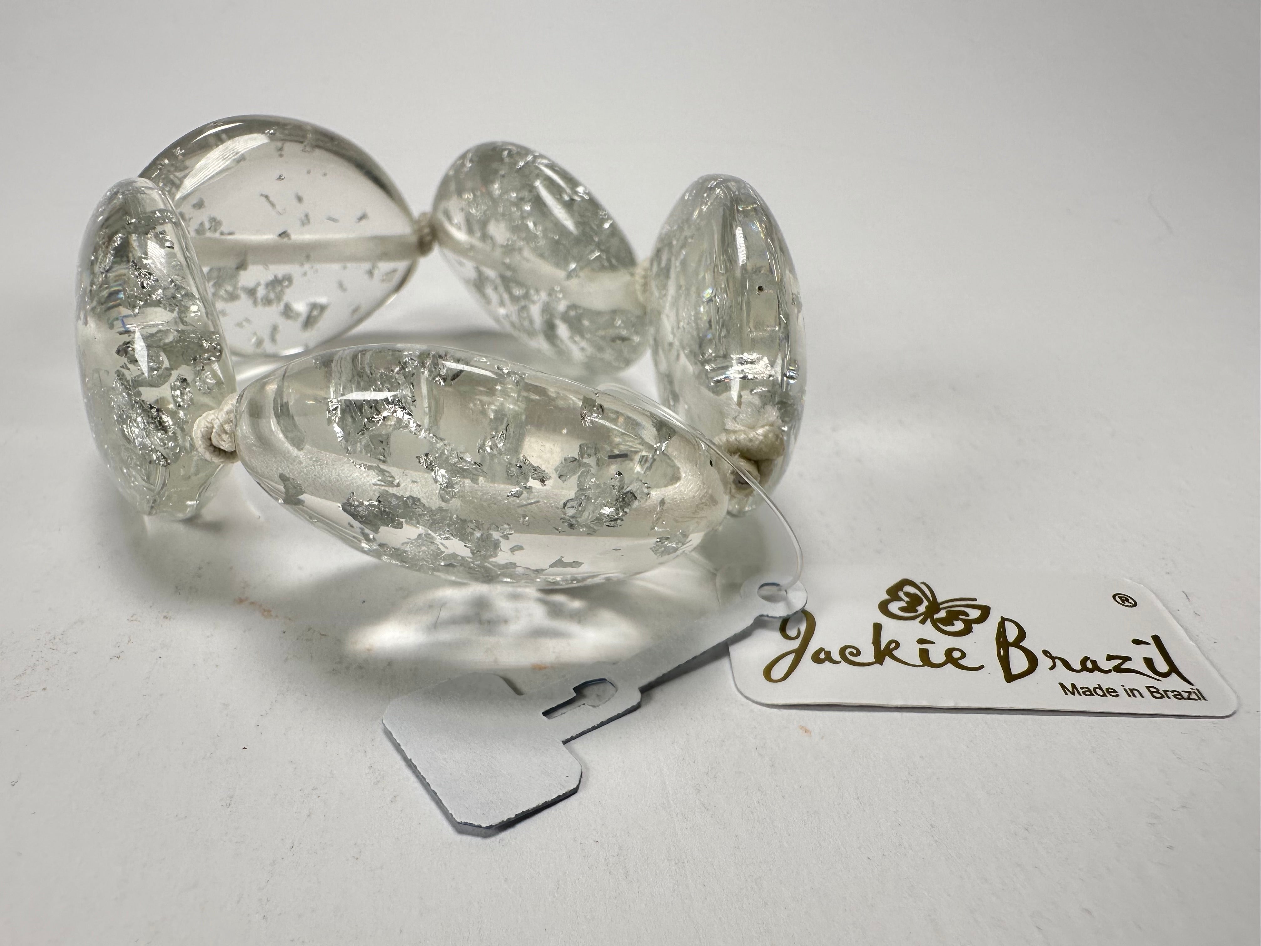 Jackie Brazil "Kathy" Silver Flakes Small Riverstones Bracelet ( B0800 )